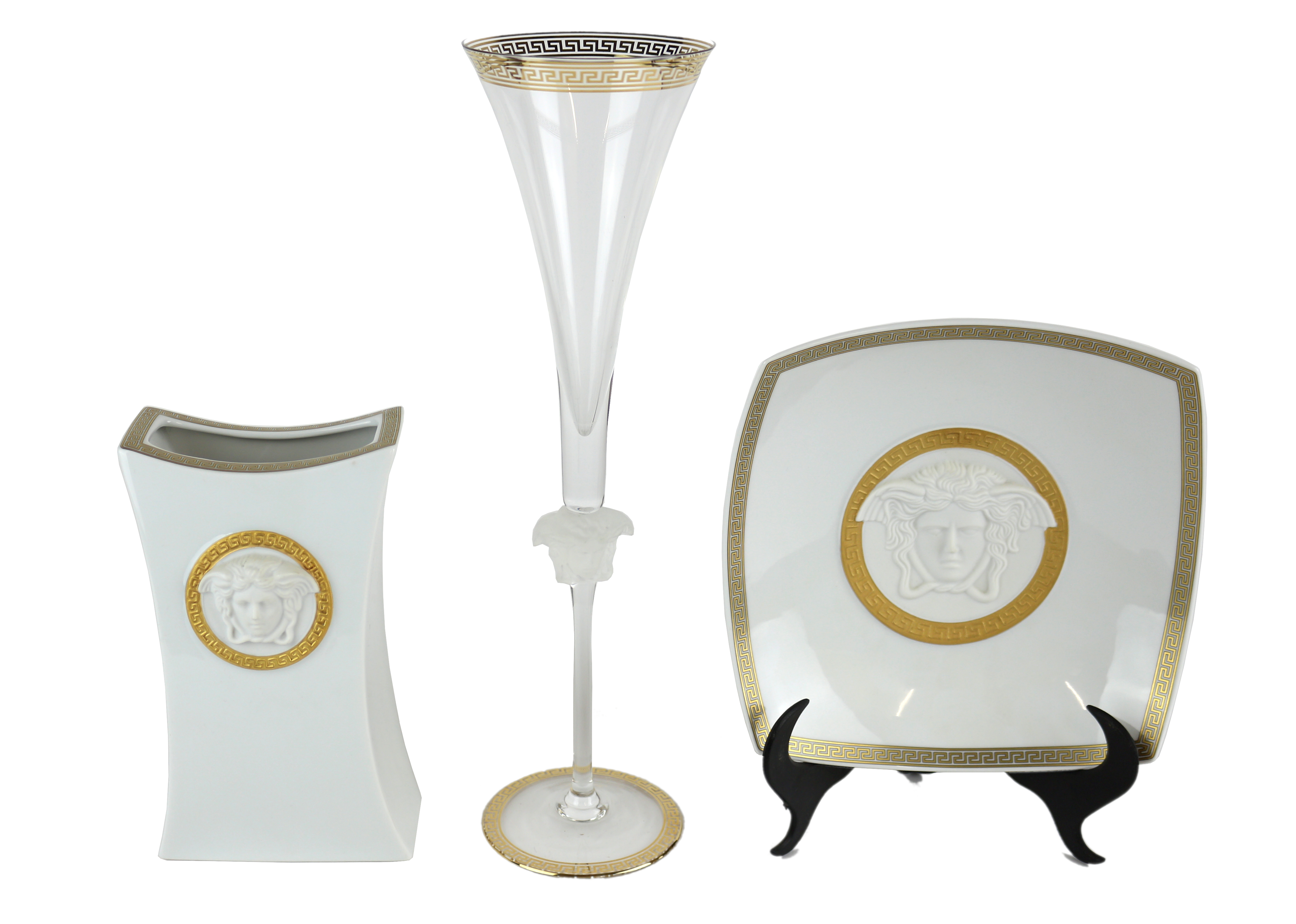 JARRÓN, PLATO Y COPA "VERSACE"