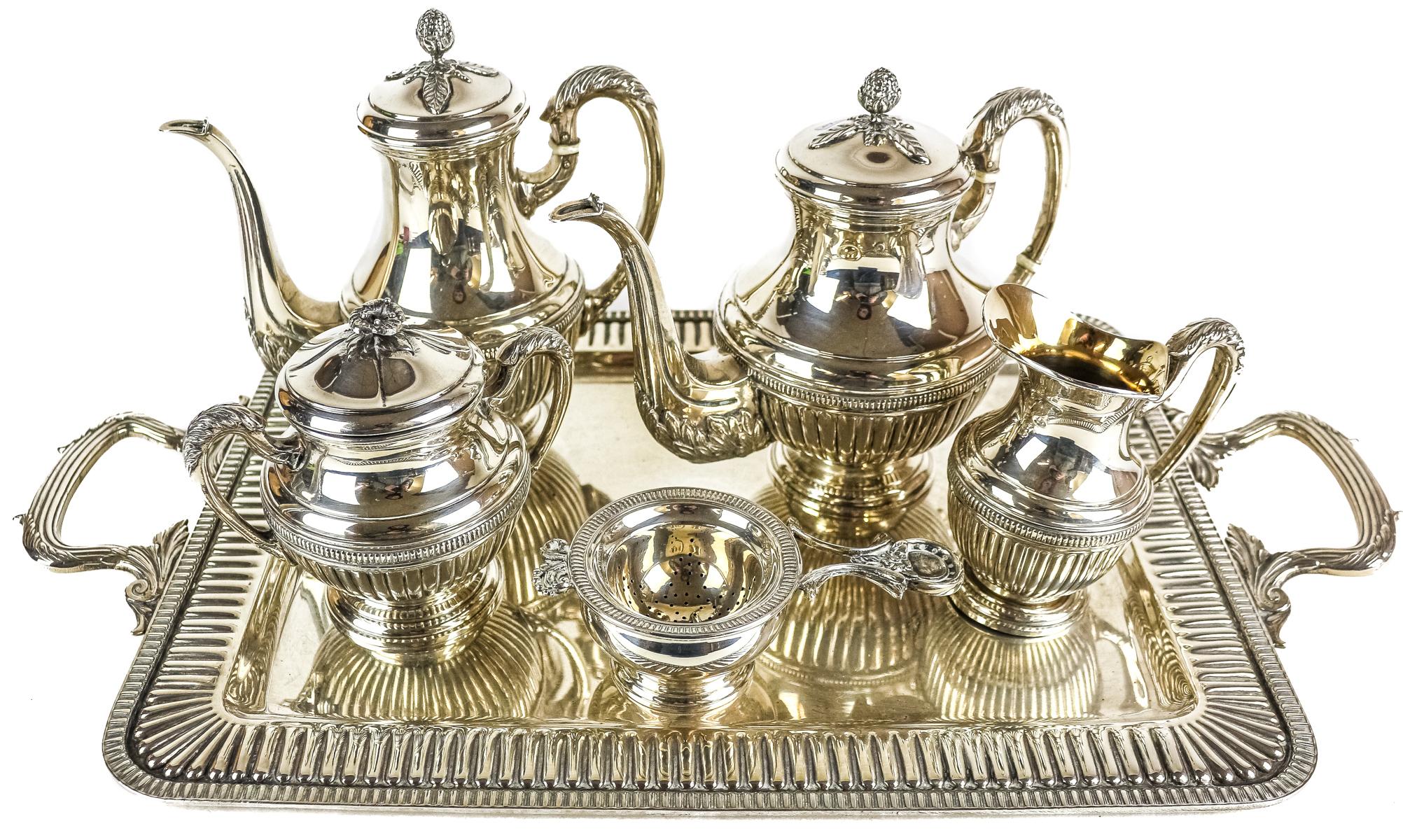 JUEGO DE CAFÉ DE PLATA DE MEDIADOS DE SIGLO XX