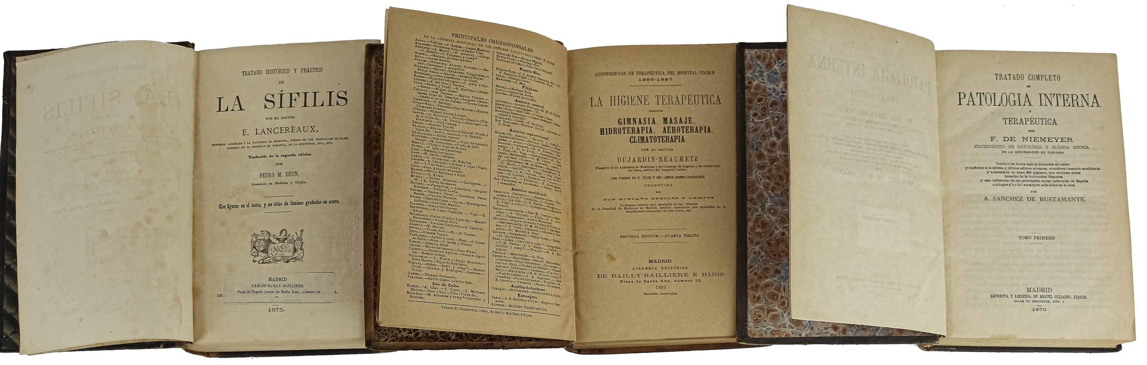 TRES LIBROS DE MEDICINA DE FINALES DEL S.XIX
