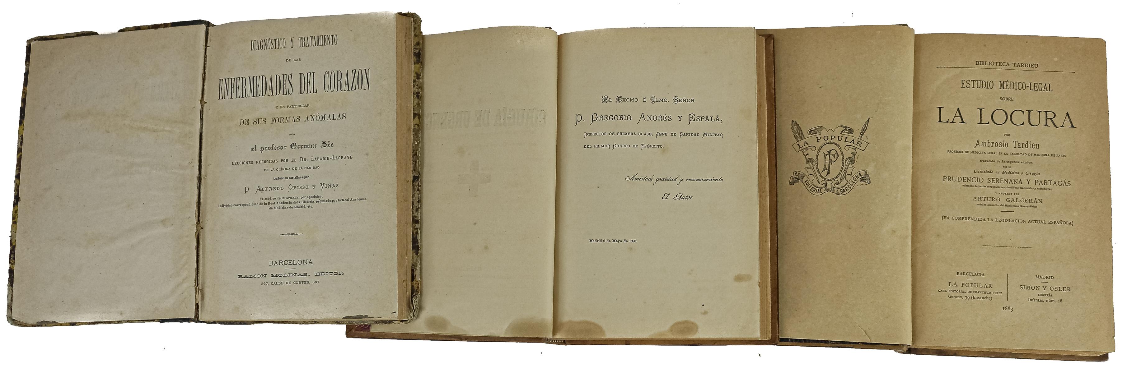 TRES LIBROS DE MEDICINA DE FINALES DEL S. XIX