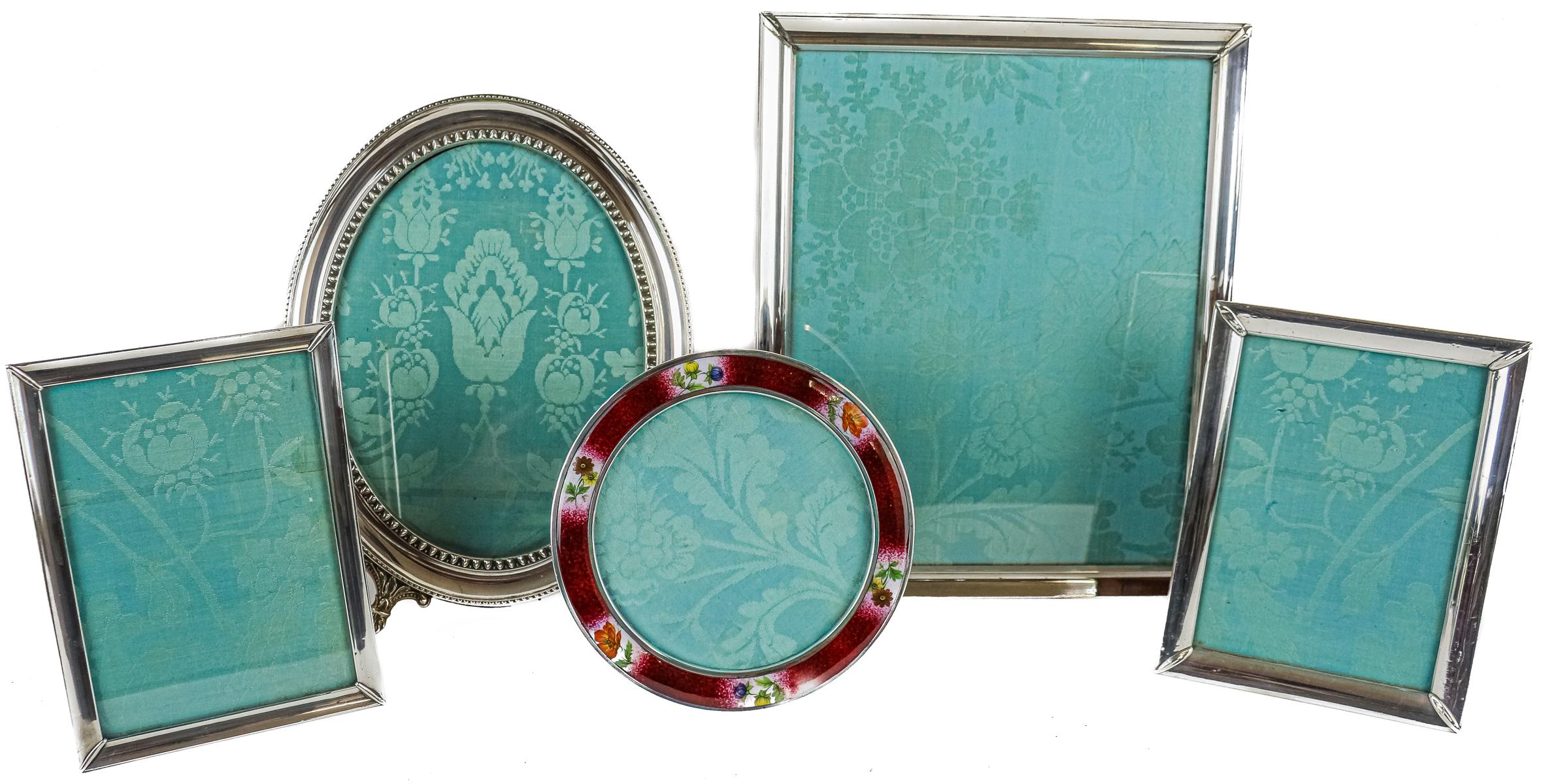 CINCO MARCOS PORTAFOTOS  EN PLATA MEDIADOS S.XX