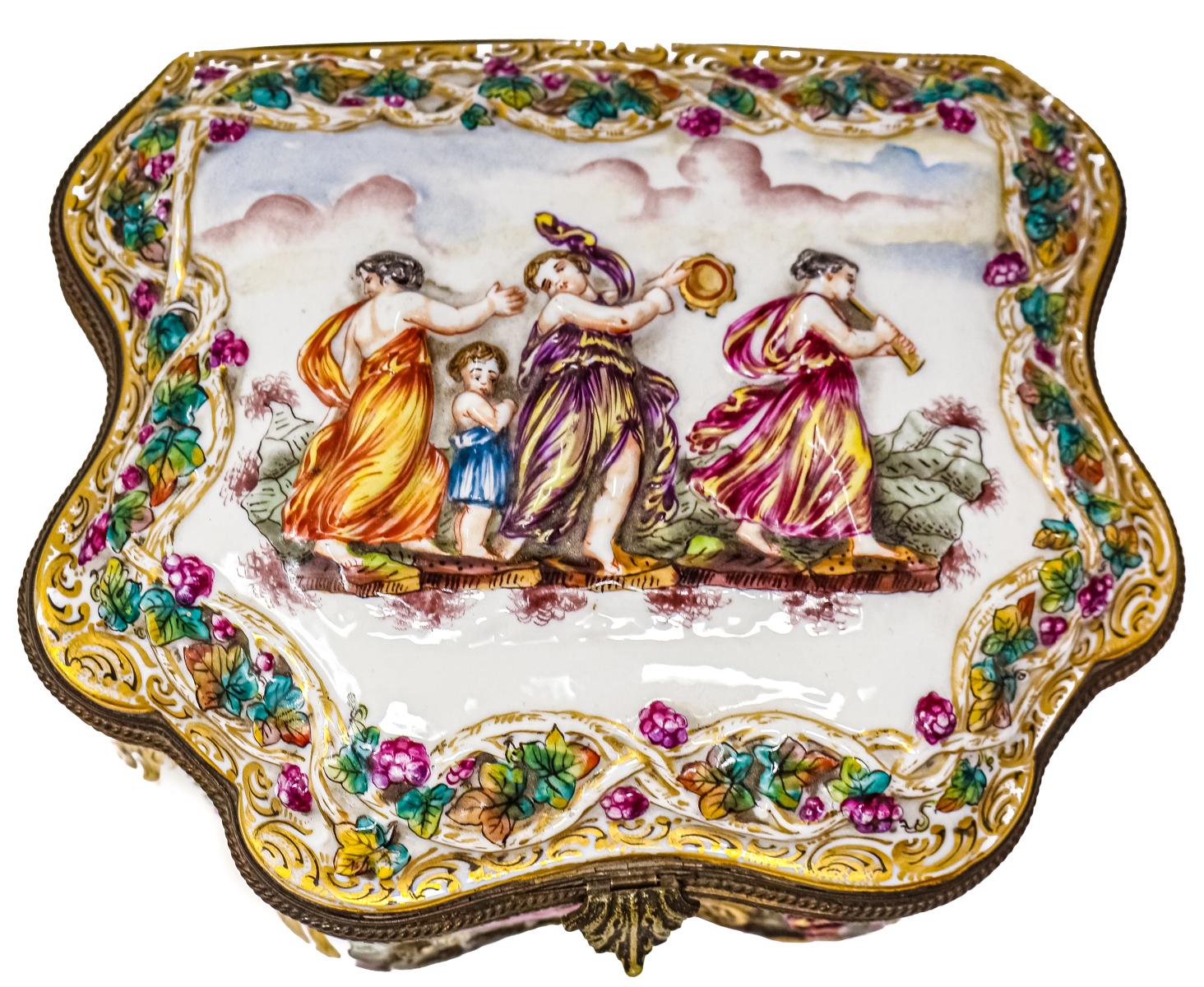 CAJA DE PORCELANA CAPODIMONTE DEL PRIMER CUARTO DE SIGLO XX
