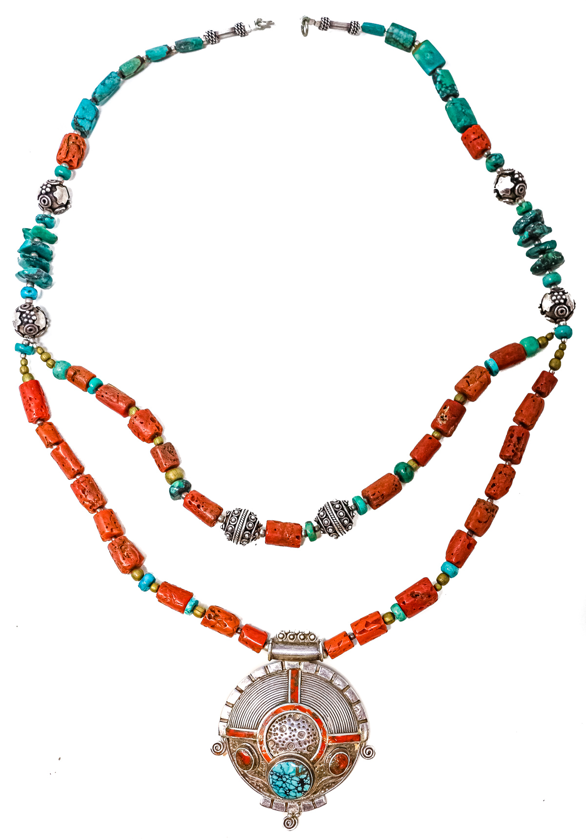 COLLAR ETNICO CON CORAL Y TURQUENITA