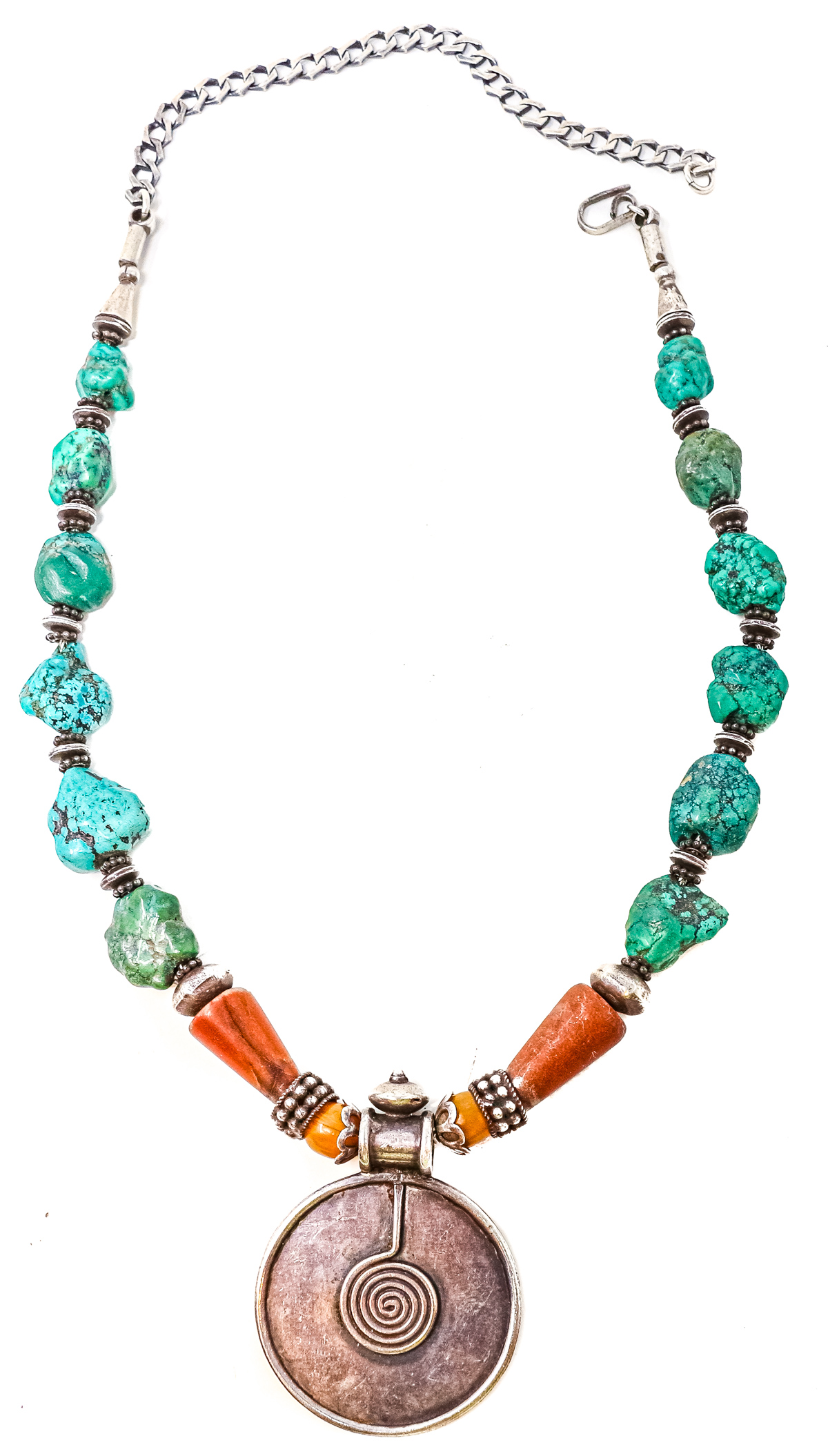 COLLAR ETNICO CON TURQUENITA Y PLATA