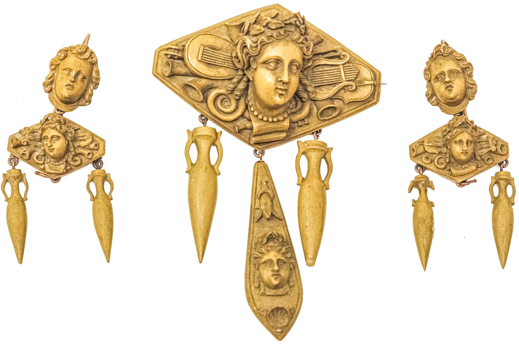 BROCHE Y PENDIENTES ITALIANOS DEL S.XIX