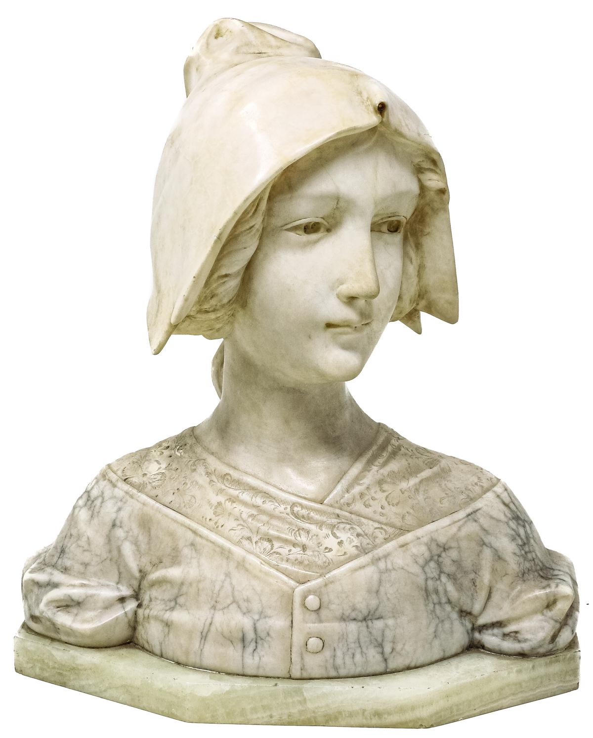 BUSTO EN MARMOL "JOVEN CAMPESINA"