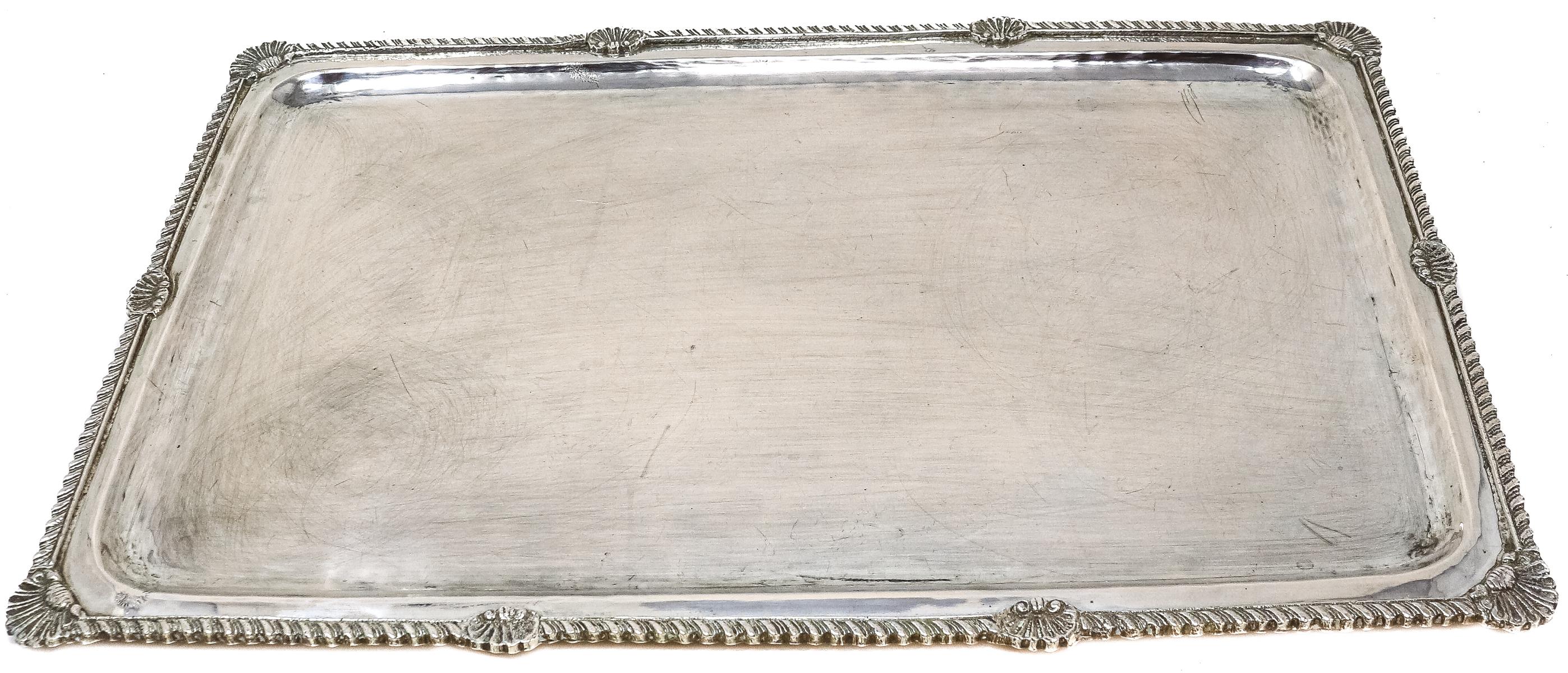 DOS BANDEJAS DE PLATA DE FORMA RECTANGULAR