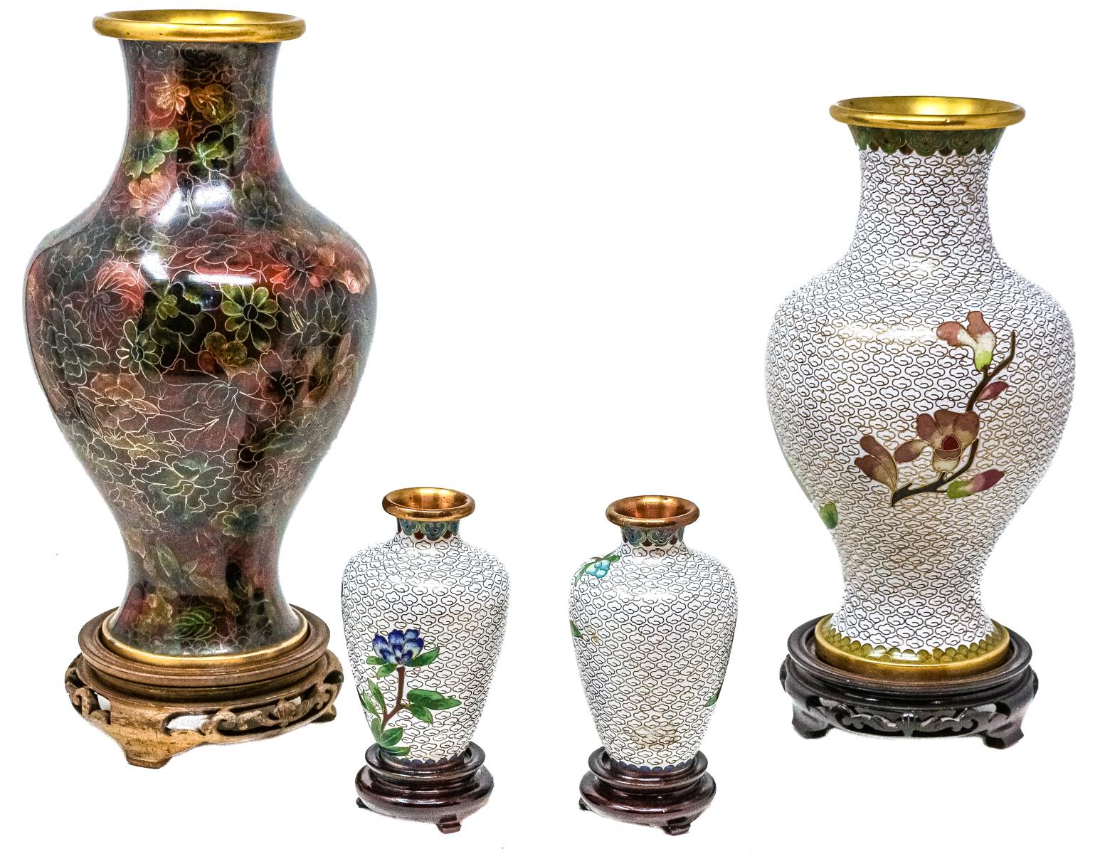 CUATRO  JARRONES CLOISONÉ DE MEDIADOS S.XX
