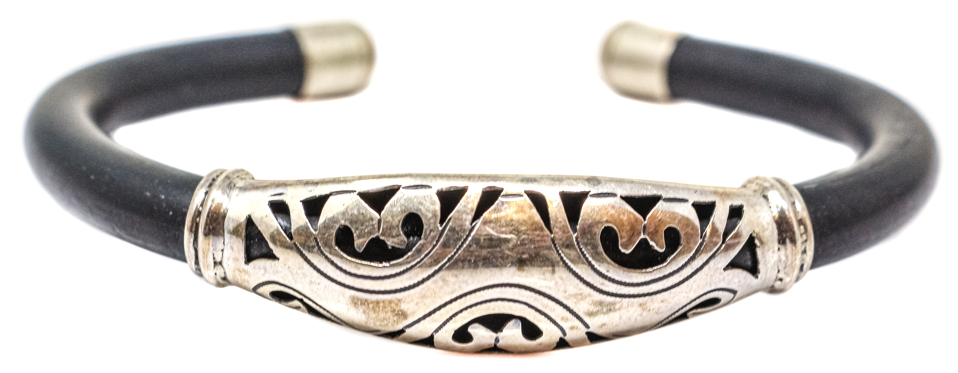 PULSERA ESCLAVA DE PLATA Y CAUCHO