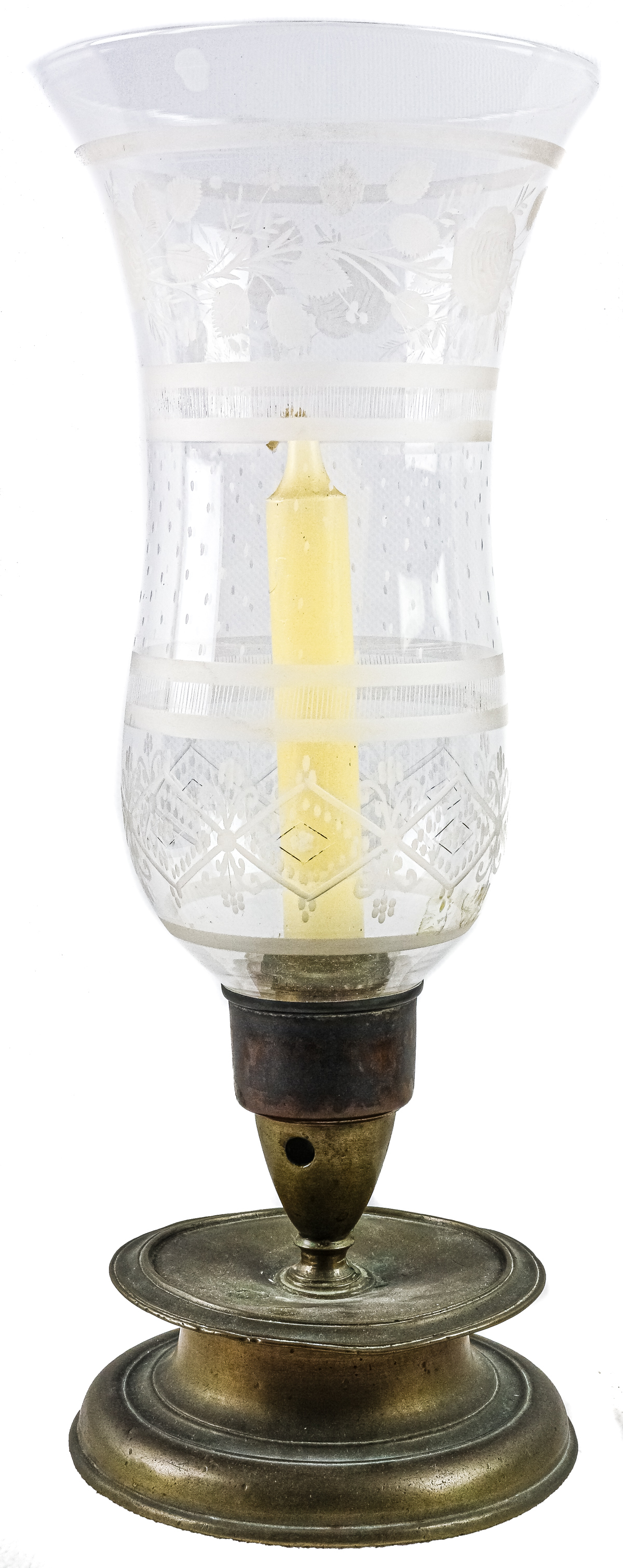 CANDELERO CON TULIPA EN CRISTAL DE PRINCIPIOS DEL S.XX