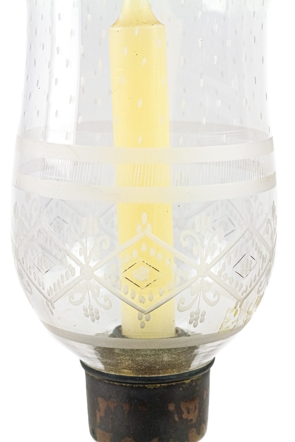 CANDELERO CON TULIPA EN CRISTAL DE PRINCIPIOS DEL S.XX