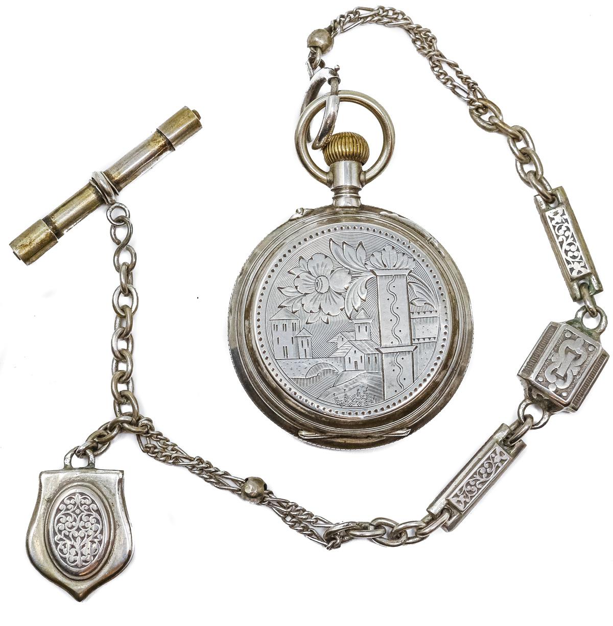 RELOJ DE BOLSILLO CON LEONTINA DEL S.XIX