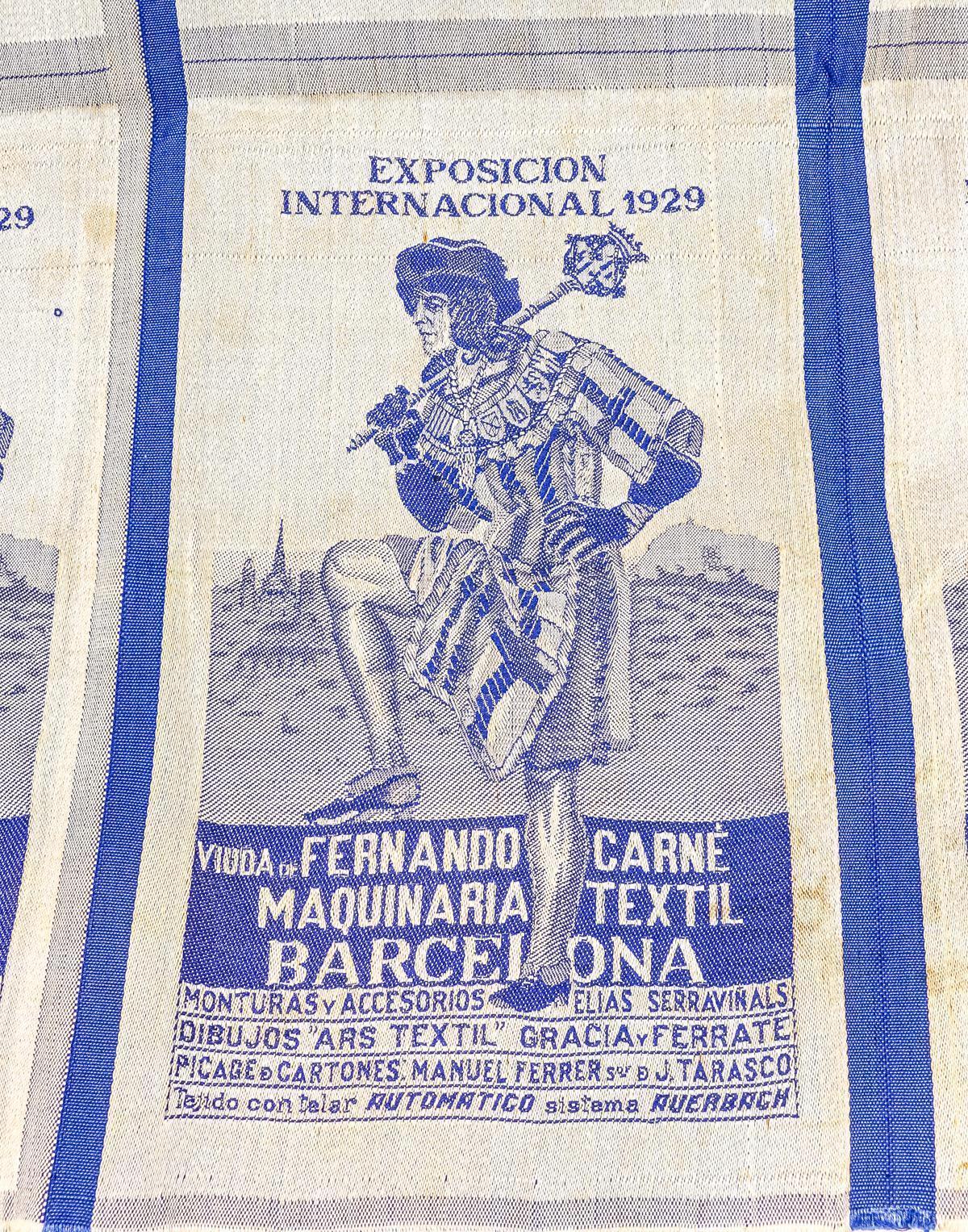 PIEZA DE TELA CONMEMORATIVA EXPOSICIÓN INTERNACIONAL 1929