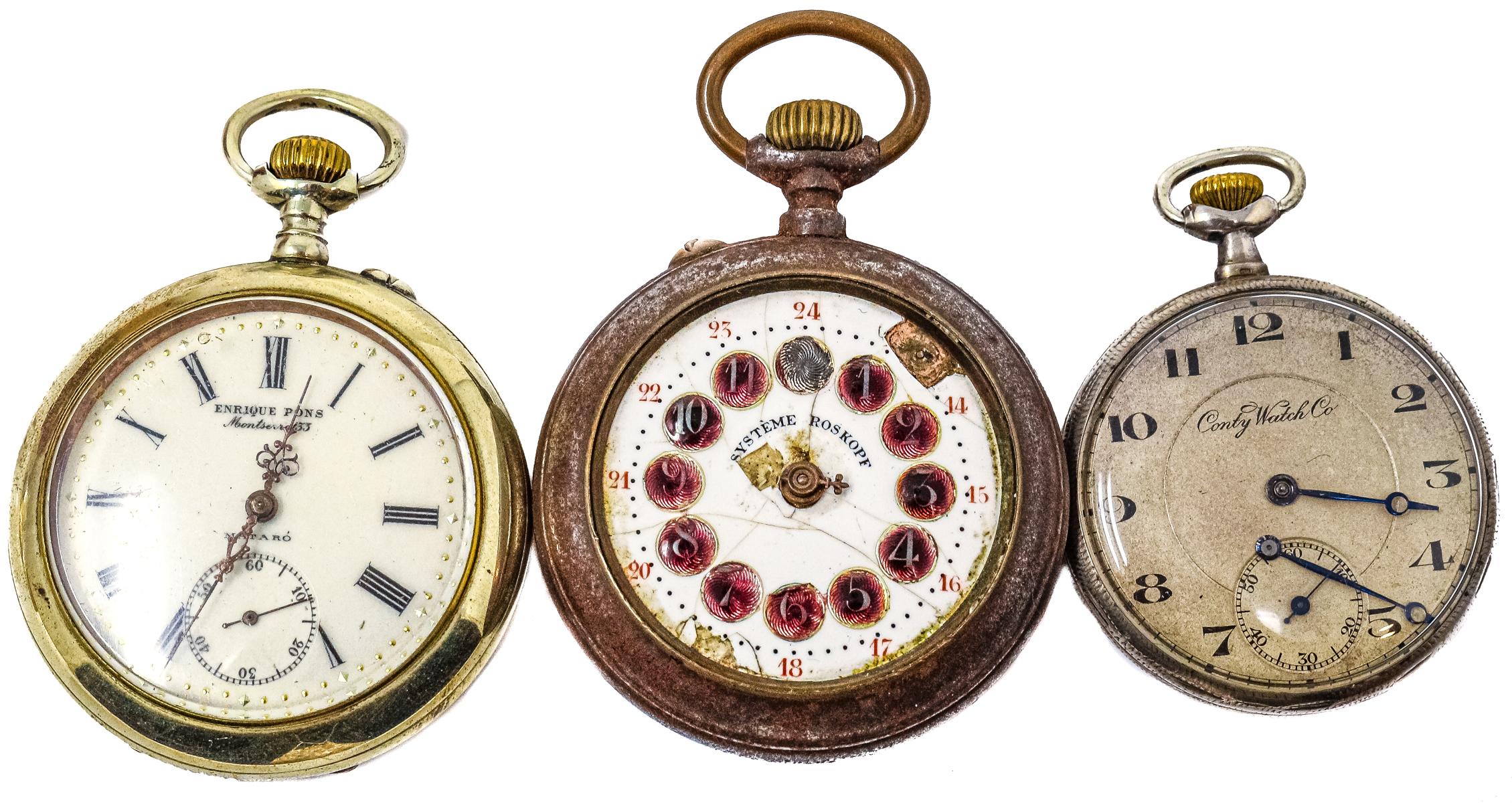 TRES RELOJES DE BOLSILLO DE PPS. DEL S.XX