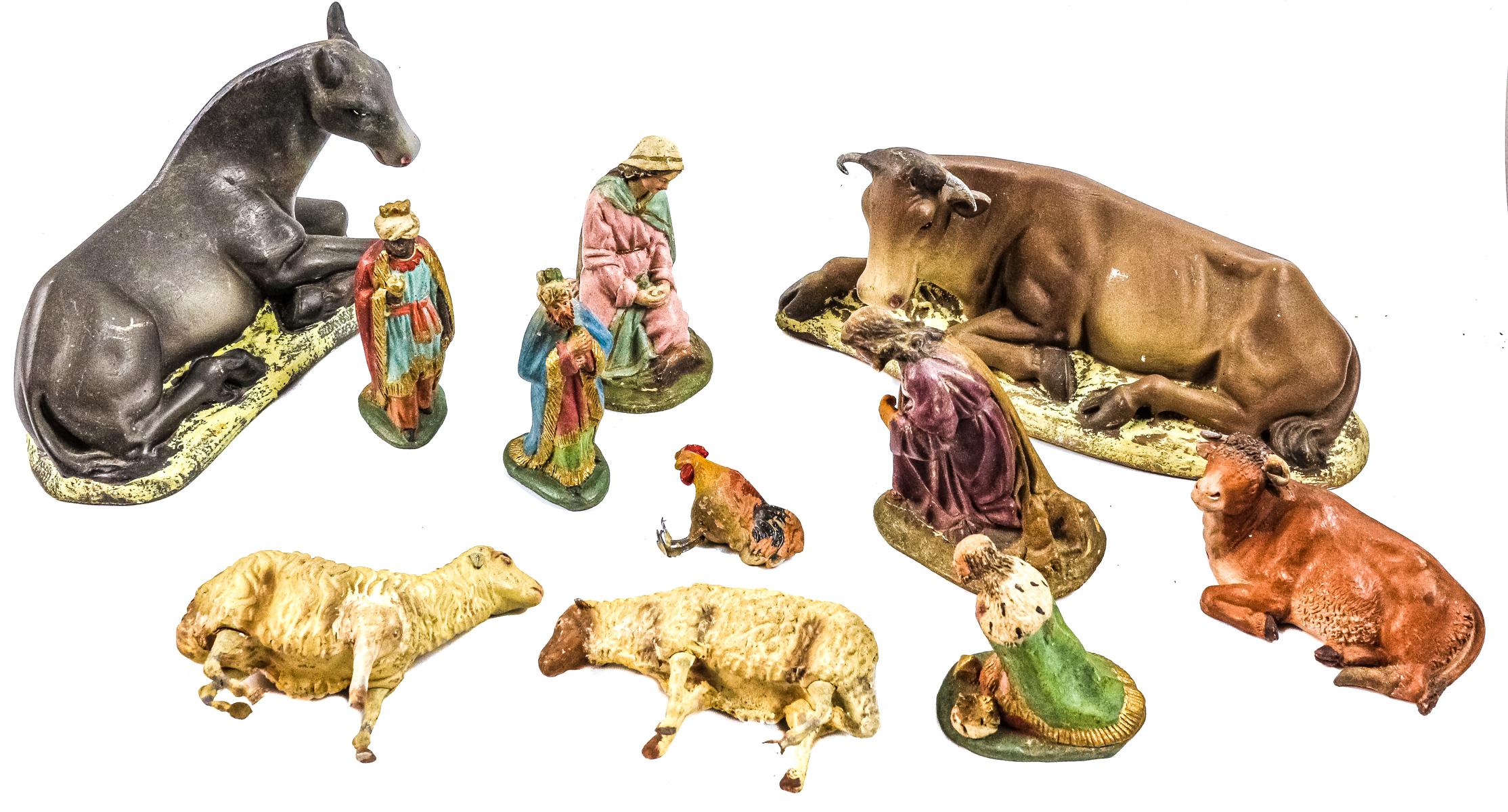 CONJUNTO DE FIGURAS DE PESEBRE DE MEDIADOS DEL S.XX