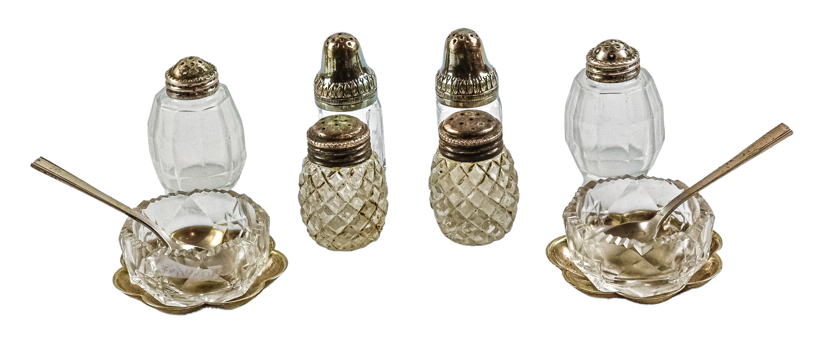 CONJUNTO DE SEIS SALERITOS Y DOS ESPECIEROS