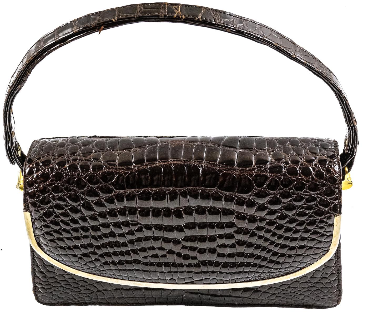 BOLSO EN PIEL DE COCODRILO DE LOS AÑOS 70