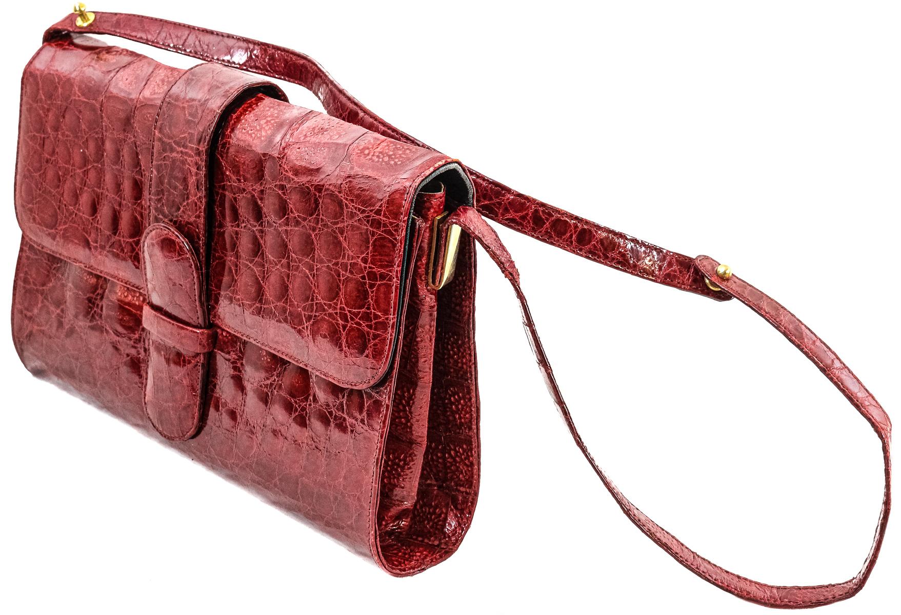 BOLSO EN PIEL DE COCODRILO AÑOS 70