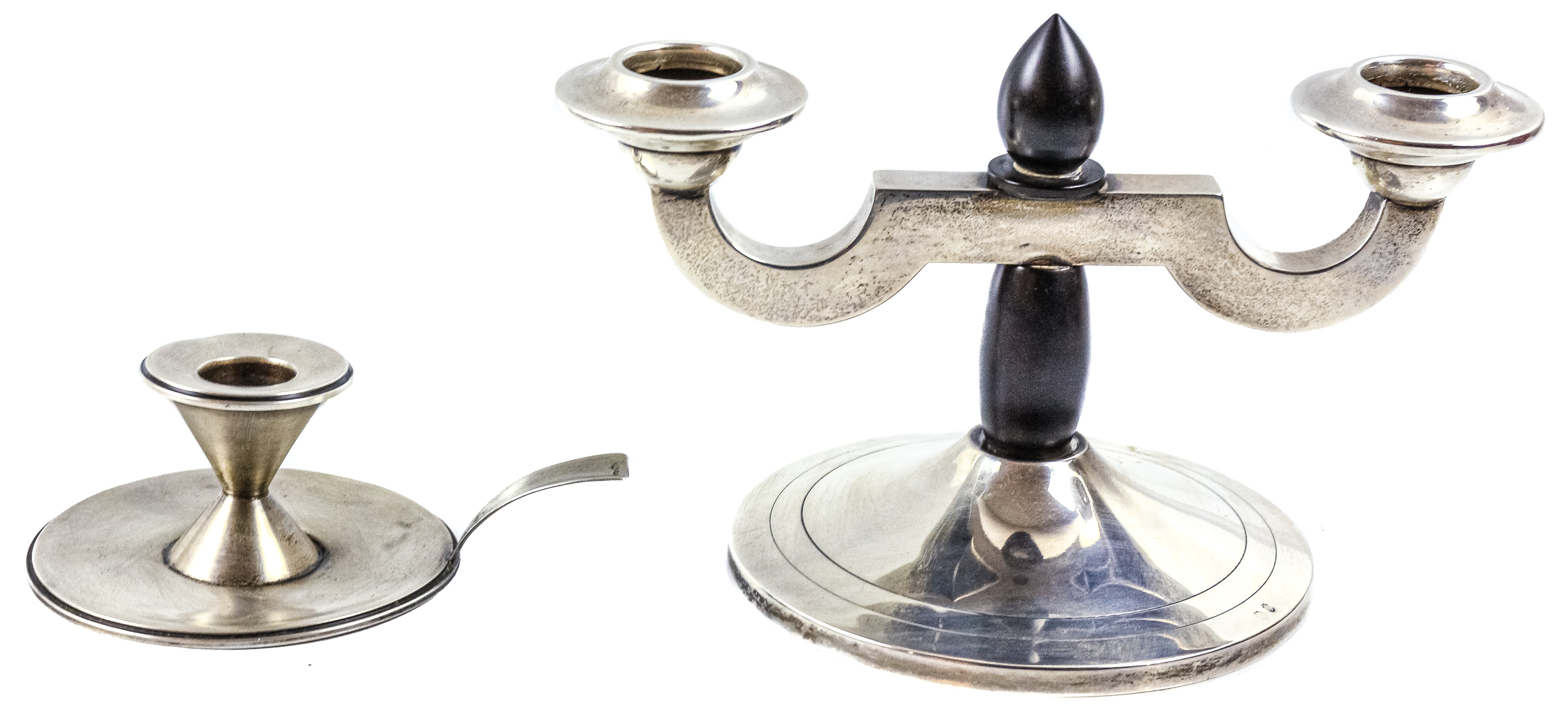CANDELERO Y CANDELABRO DE DOS BRAZOS