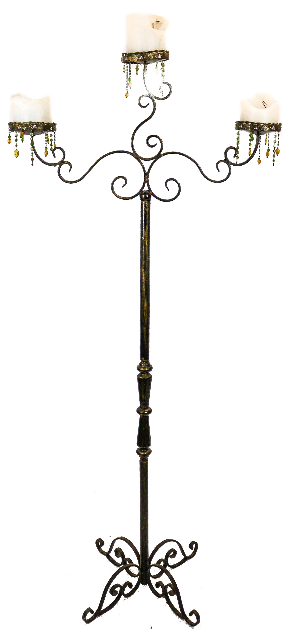 CANDELABRO DE PIE EN HIERRO FORJARO