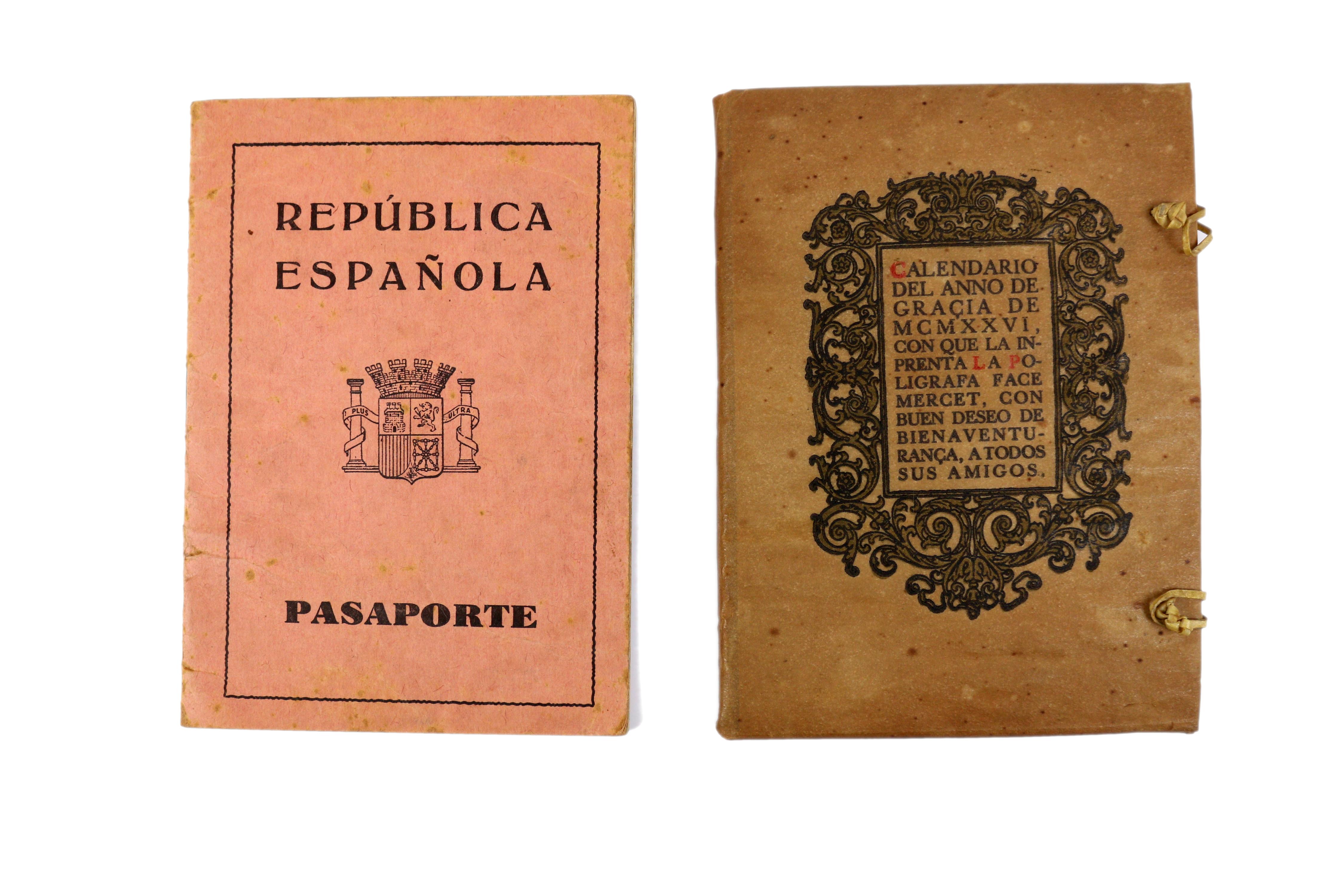 PASAPORTE DE LA REPUBLICA ESPAÑOLA Y CALENDARIO DE 1926