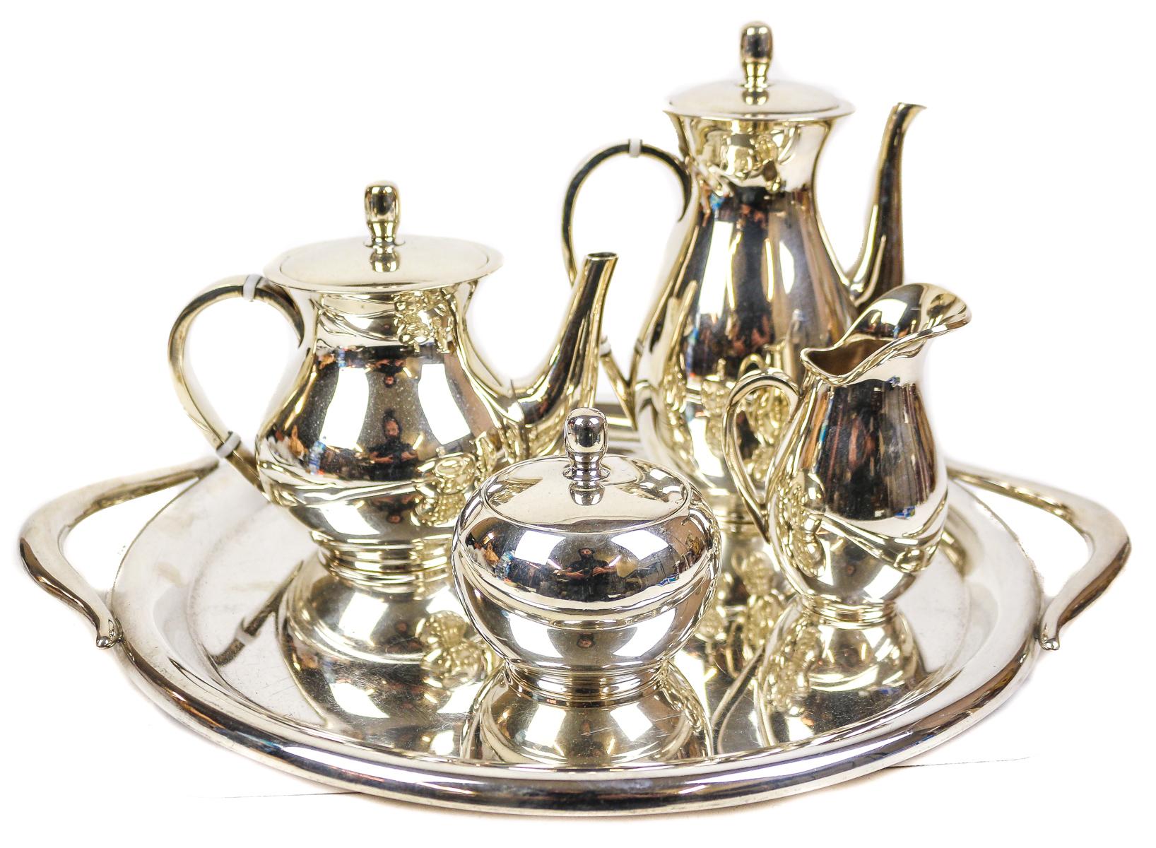 JUEGO DE CAFÉ Y TÉ  EN PLATA