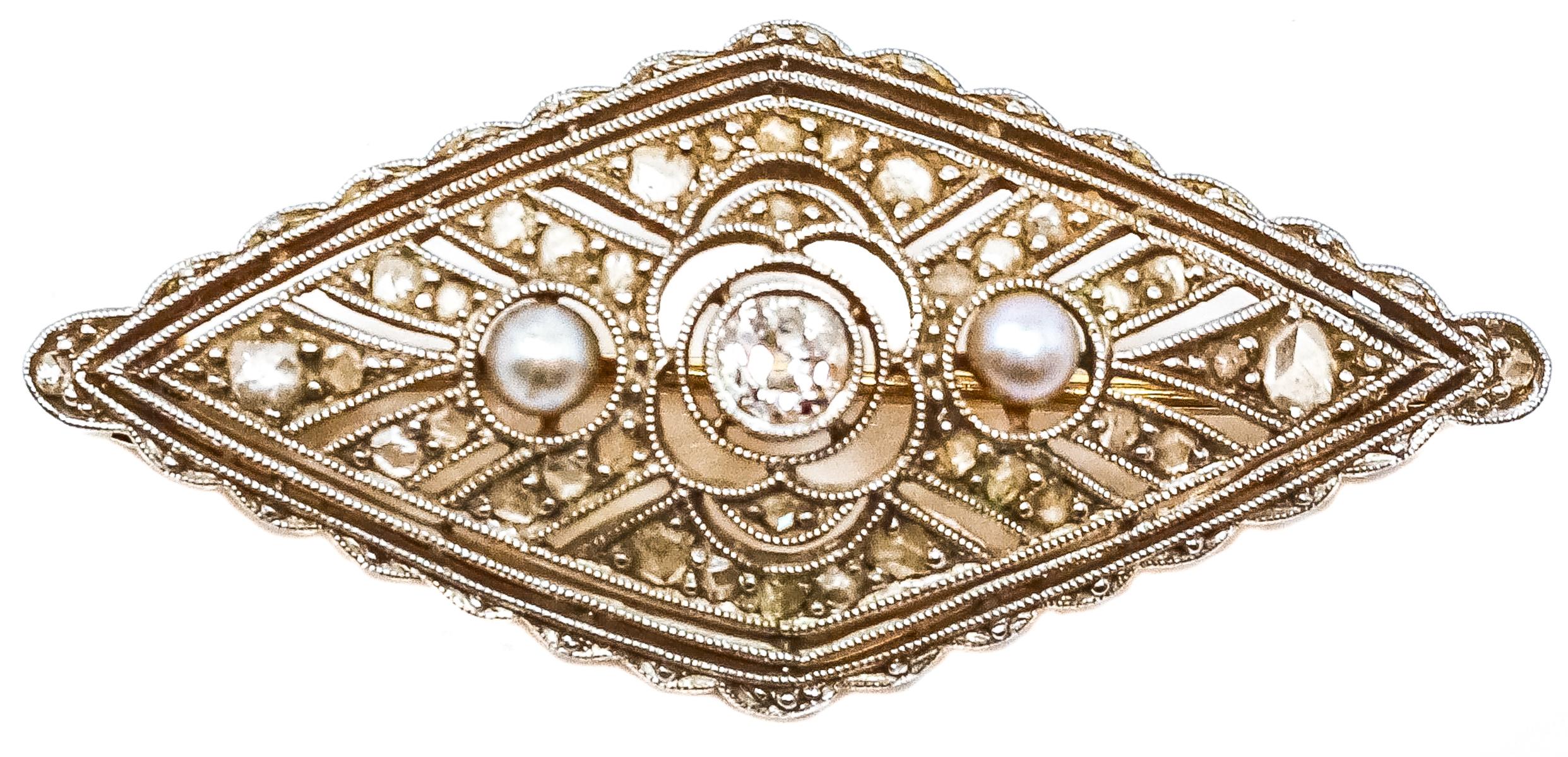 BROCHE CON DIAMANTES DE PPS. DEL S.XX