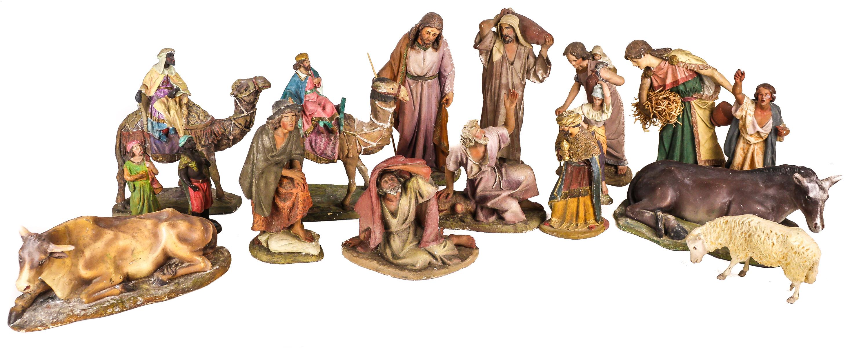 CONJUNTO DE FIGURAS DE PESEBRE DE LA SEGUNDA MITAD DEL S.XX