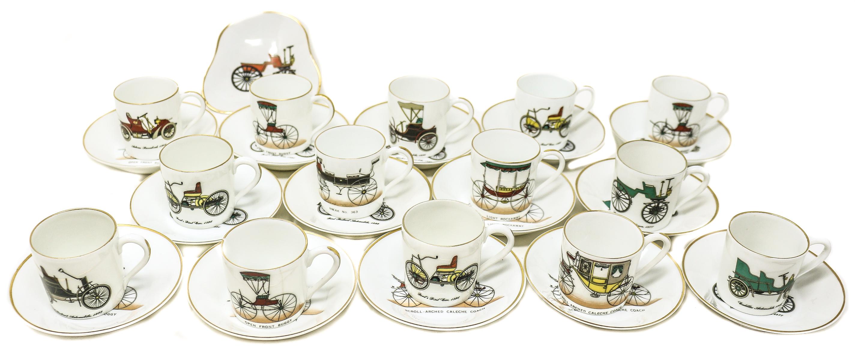 TAZAS CON PLATOS DE PORCELANA LIMOGES