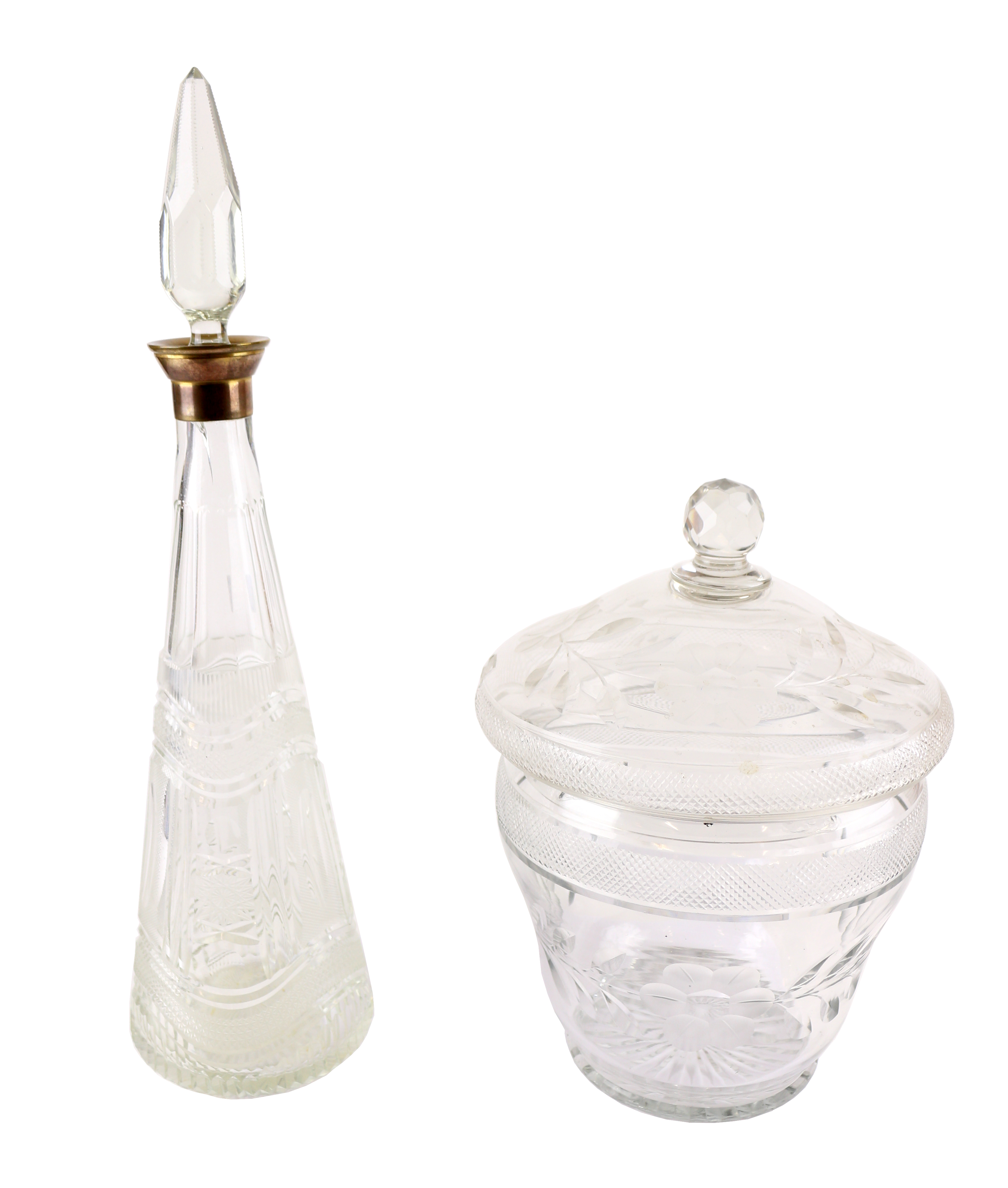 PONCHERA Y LICORERA EN CRISTAL DE MEDIADOS S.XX