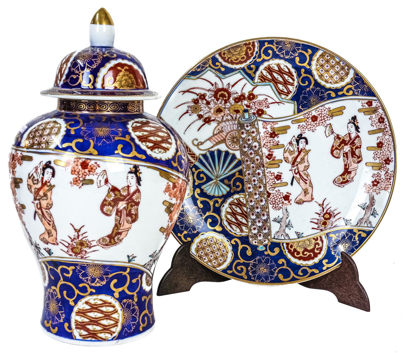 PLATO Y TIBOR DE PORCELANA ORIENTAL