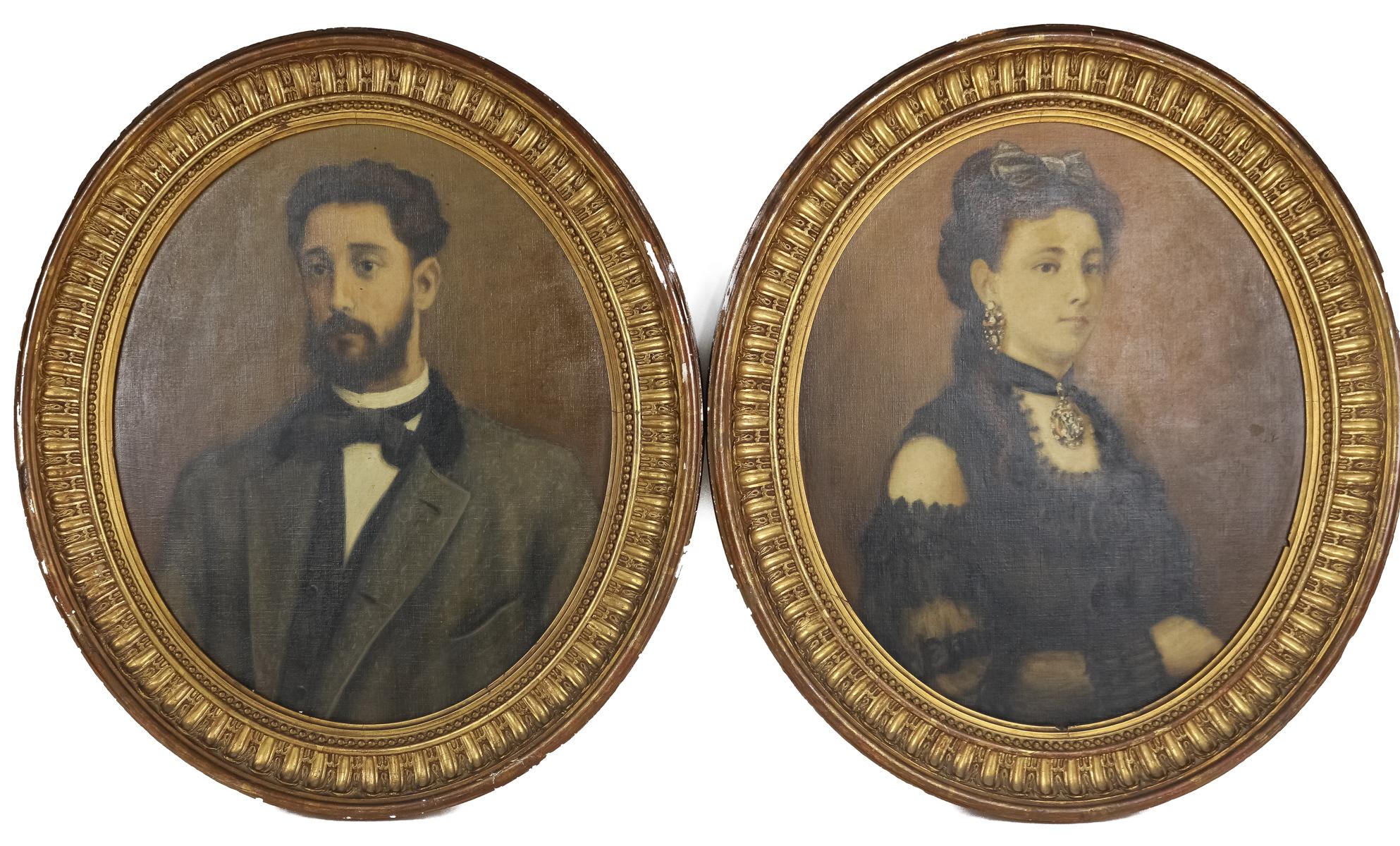 PAREJA DE RETRATOS DEL SIGLO XIX