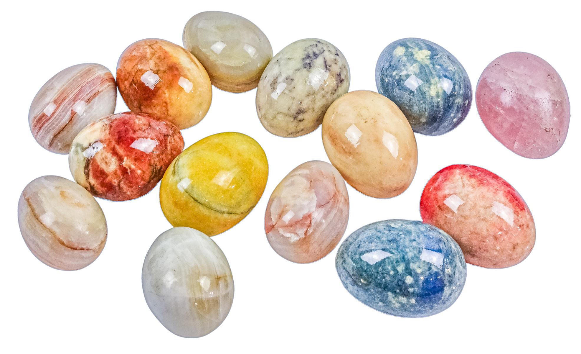 CONJUNTO DE 14 HUEVOS EN PIEDRAS DURAS