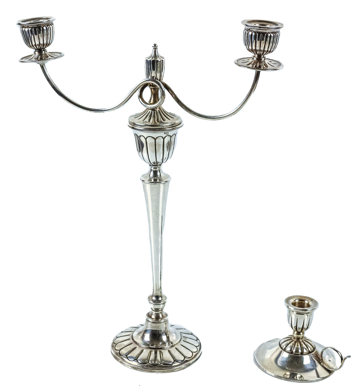 CANDELABRO DE DOS BRAZOS Y CANDELERO DE LOS AÑOS 60