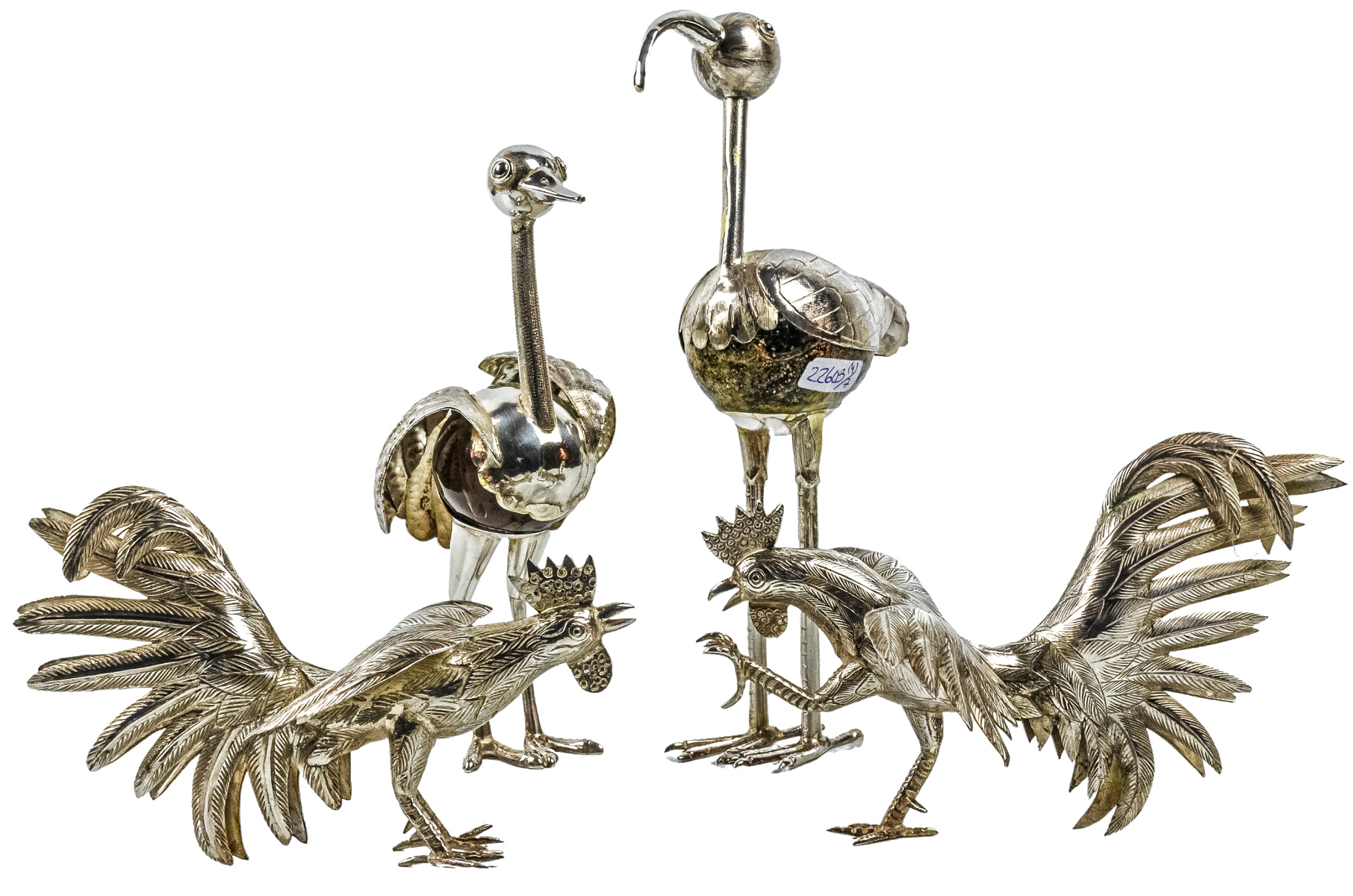 PAREJA DE GALLOS Y PAREJA DE FLAMENCOS