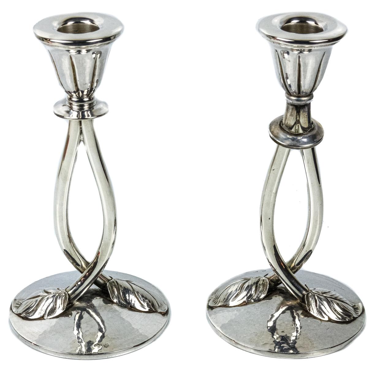 PAREJA DE CANDELEROS DE PLATA DE LOS AÑOS 70