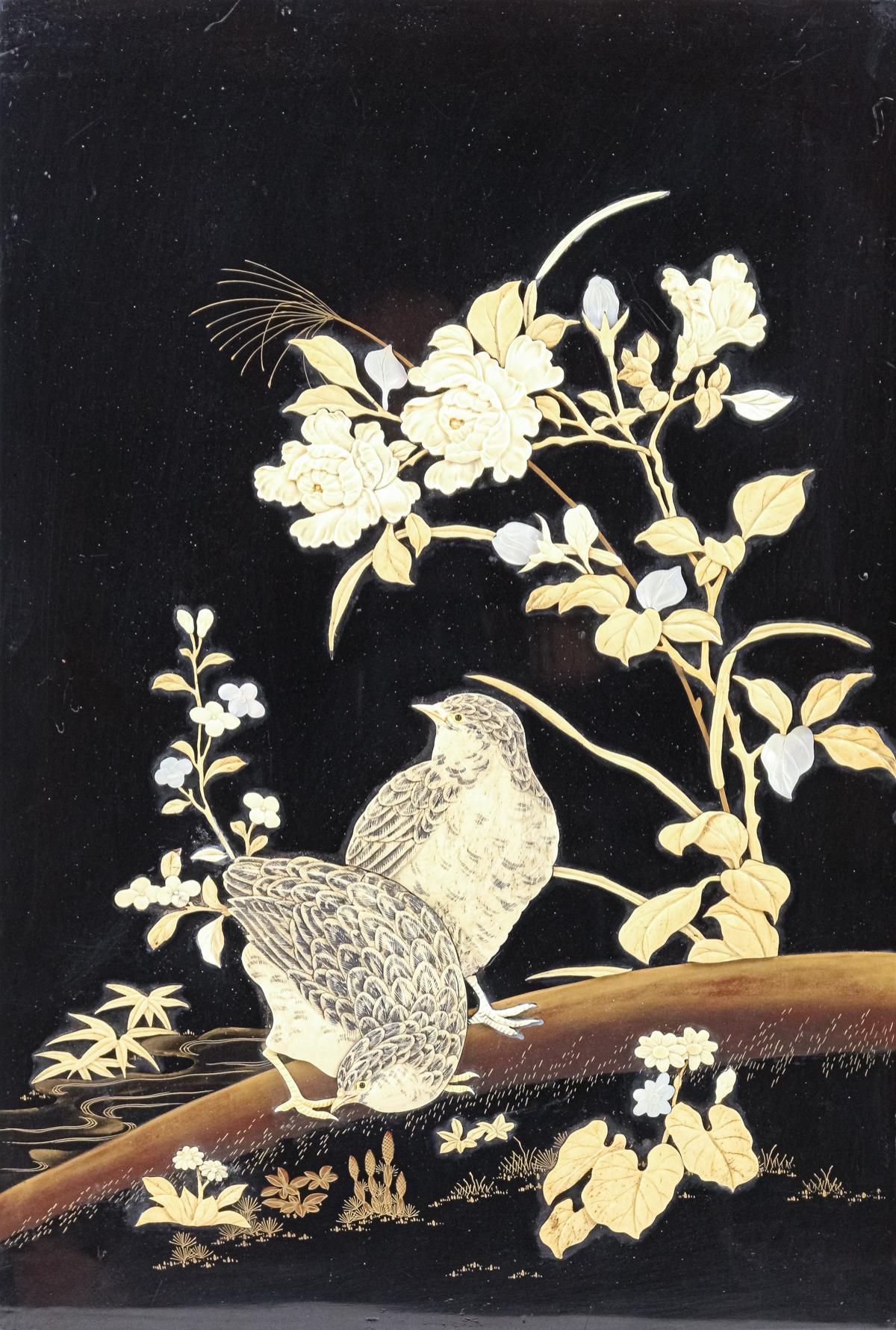 PAREJA DE PLAFONES DECORATIVOS JAPONESES DEL S.XIX