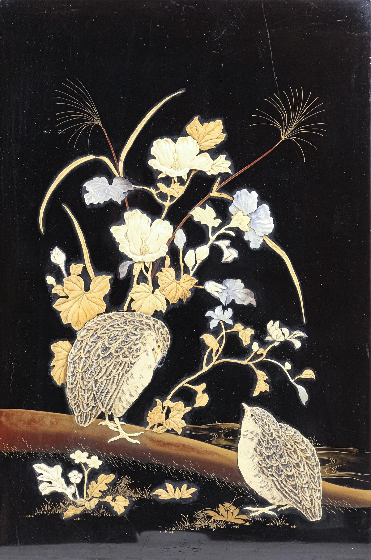 PAREJA DE PLAFONES DECORATIVOS JAPONESES DEL S.XIX