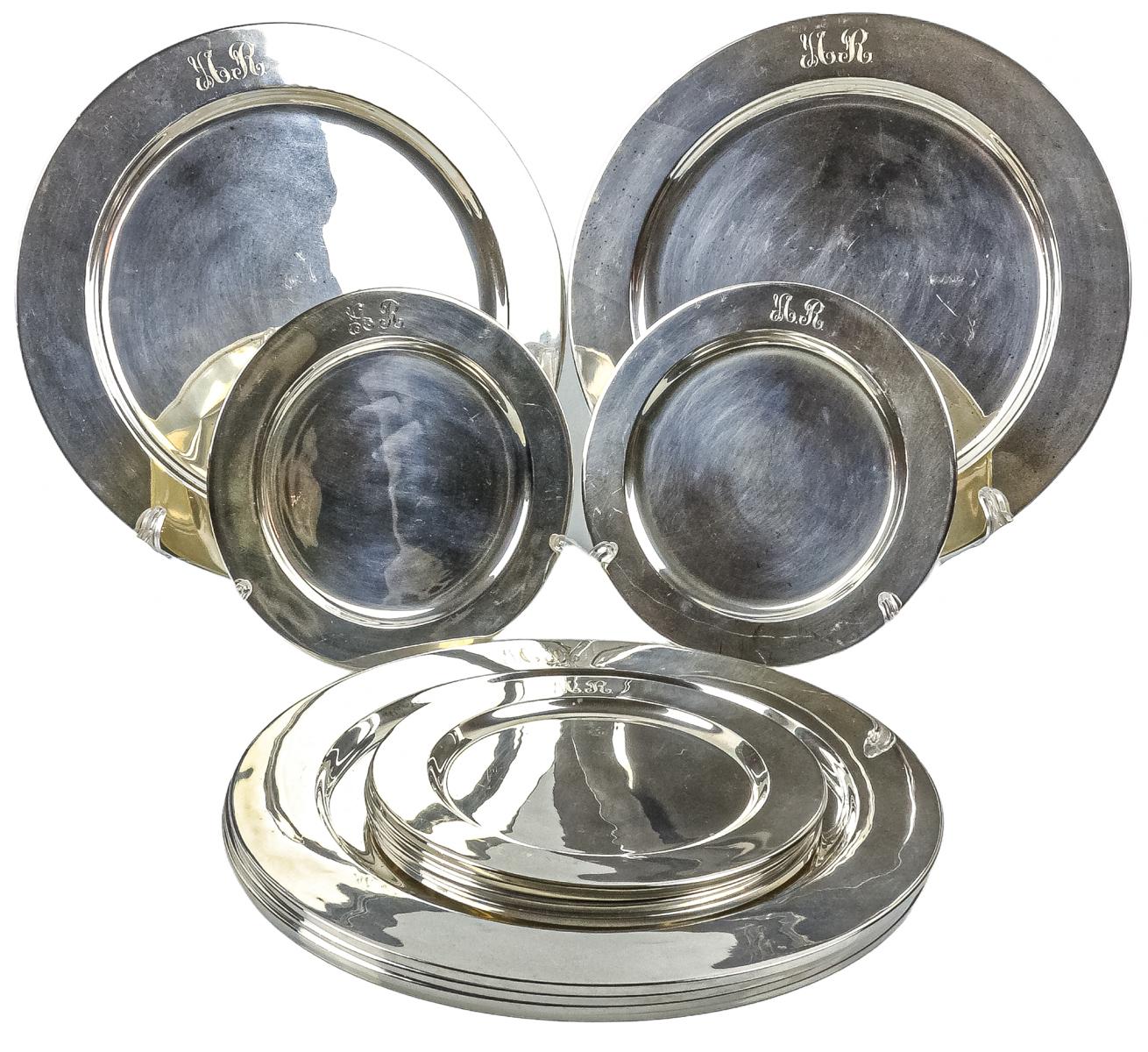 CONJNTO DE PLATOS DE PRESENTACIÓN EN PLATA MEDIADOS DEL S.XX
