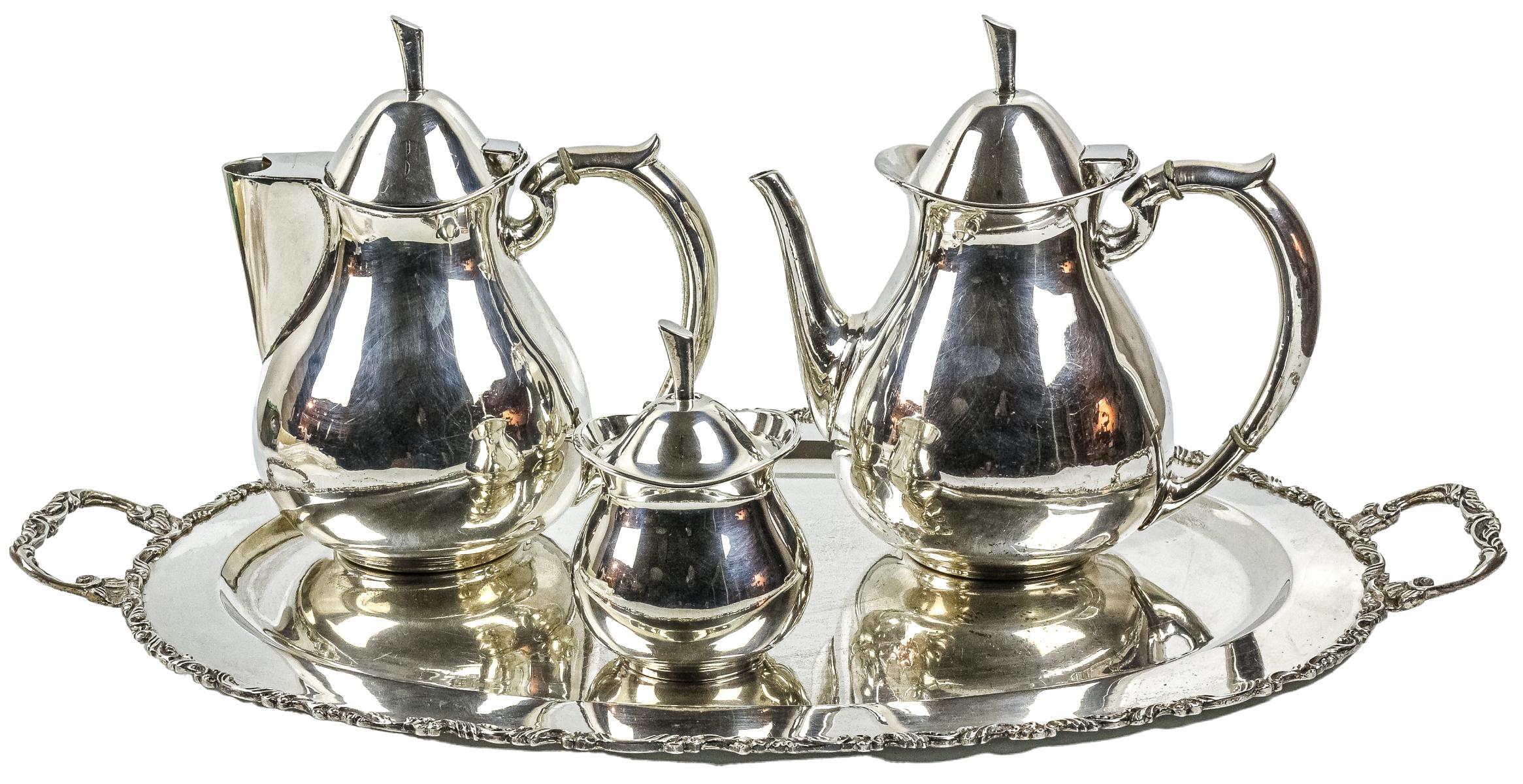 SERVICIO DE CAFÉ EN PLATA DE MEDIADOS DEL S.XX