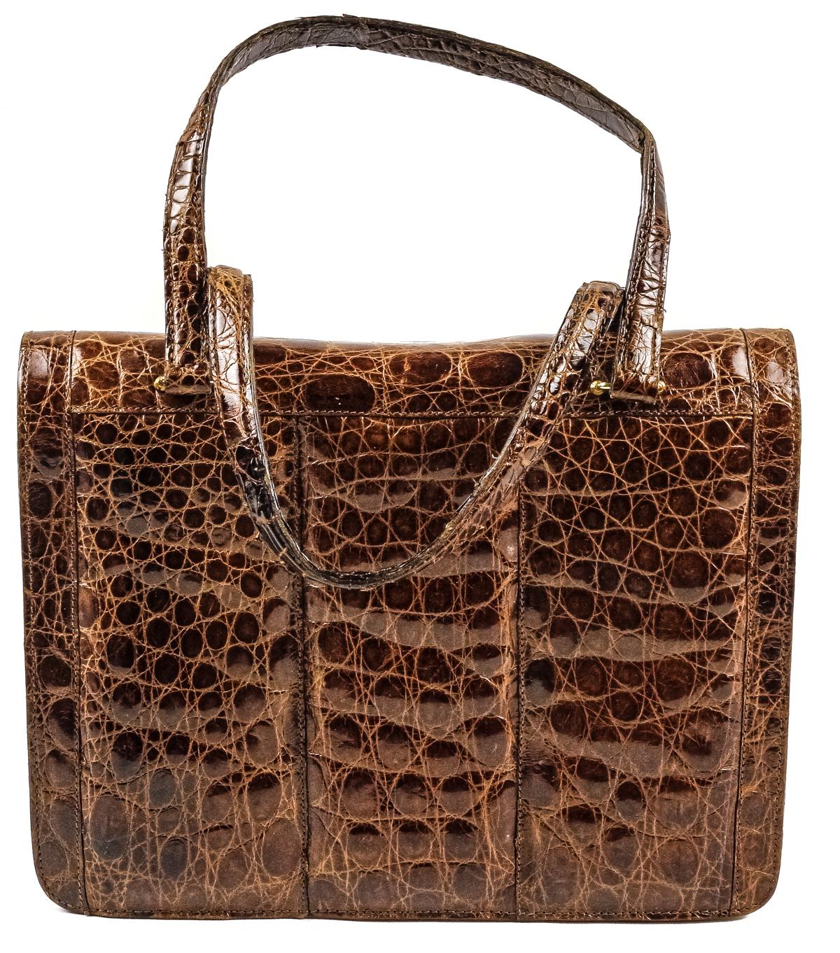 BOLSO EN PIEL DE COCODRILO DE LOS AÑOS 60