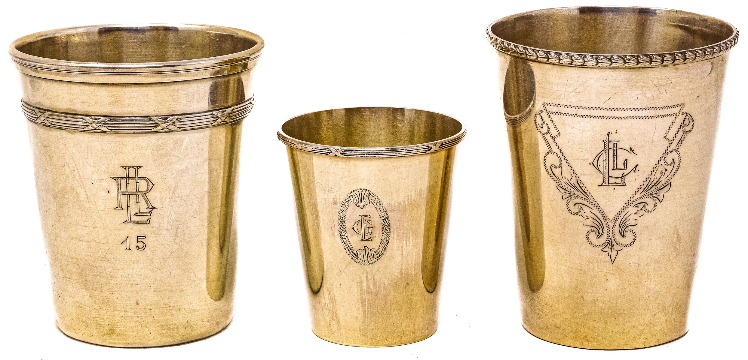 TRES VASOS DE PLATA