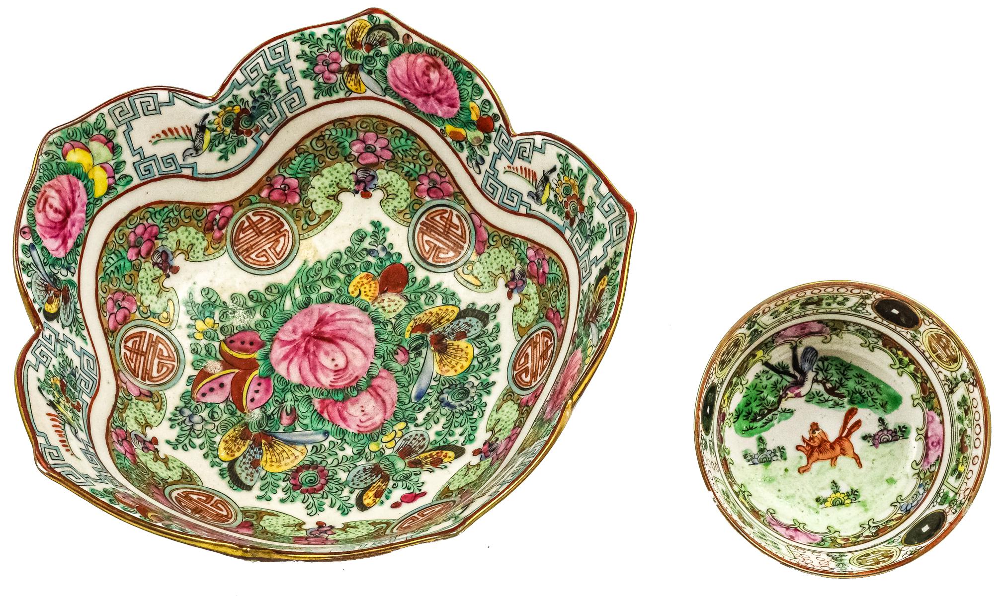 DOS BOLS PORCELANA CANTÓN DE MEDIADOS DEL S.XX