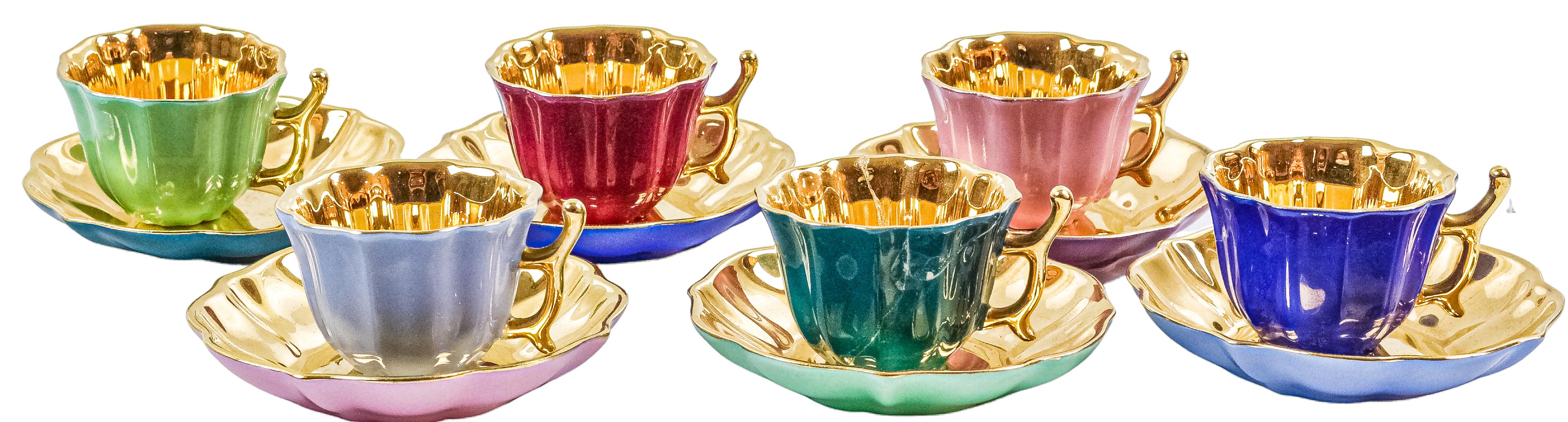 SEIS TACITAS CON PLATO EN MINIATURA EN PORCELANA LIMOGES