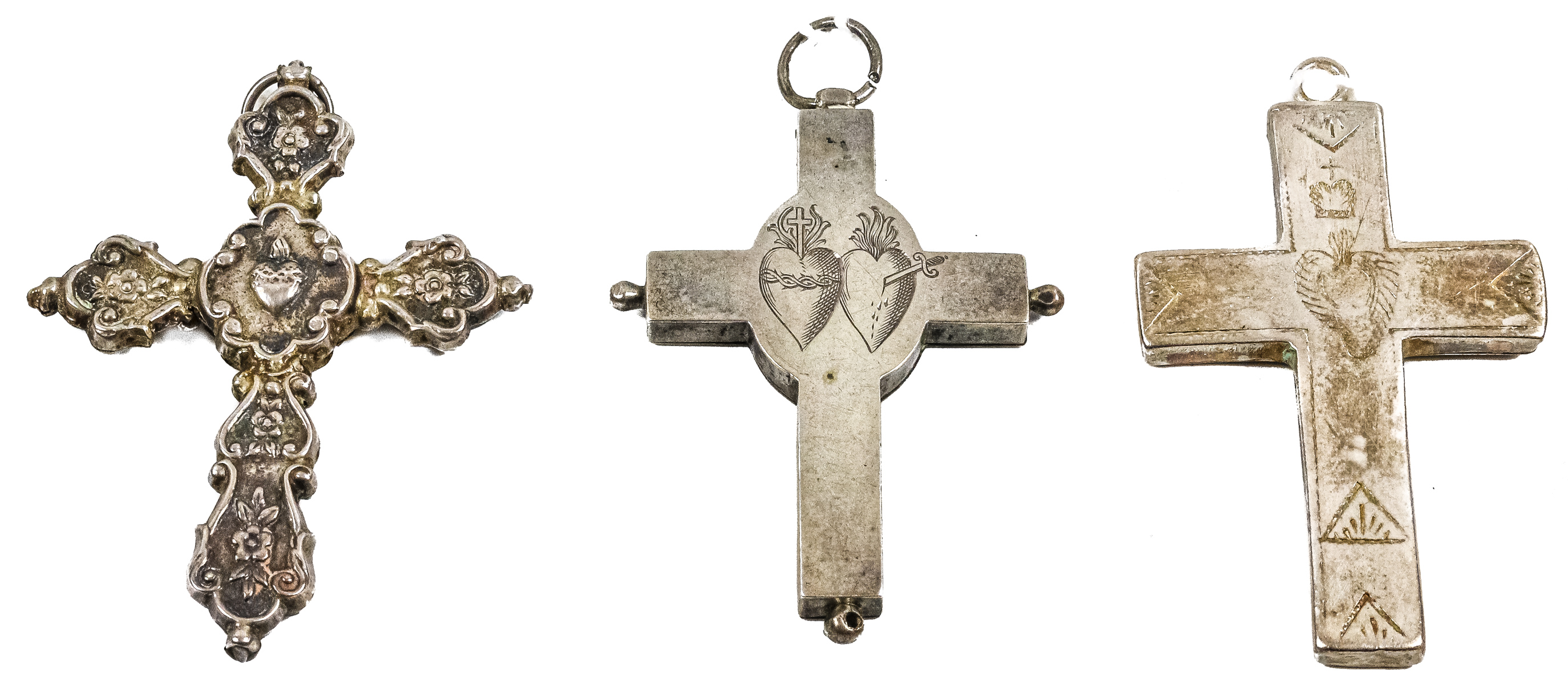 DOS CRUCES RELICARIO Y CRUZ COLGANTE DEL S.XVIII