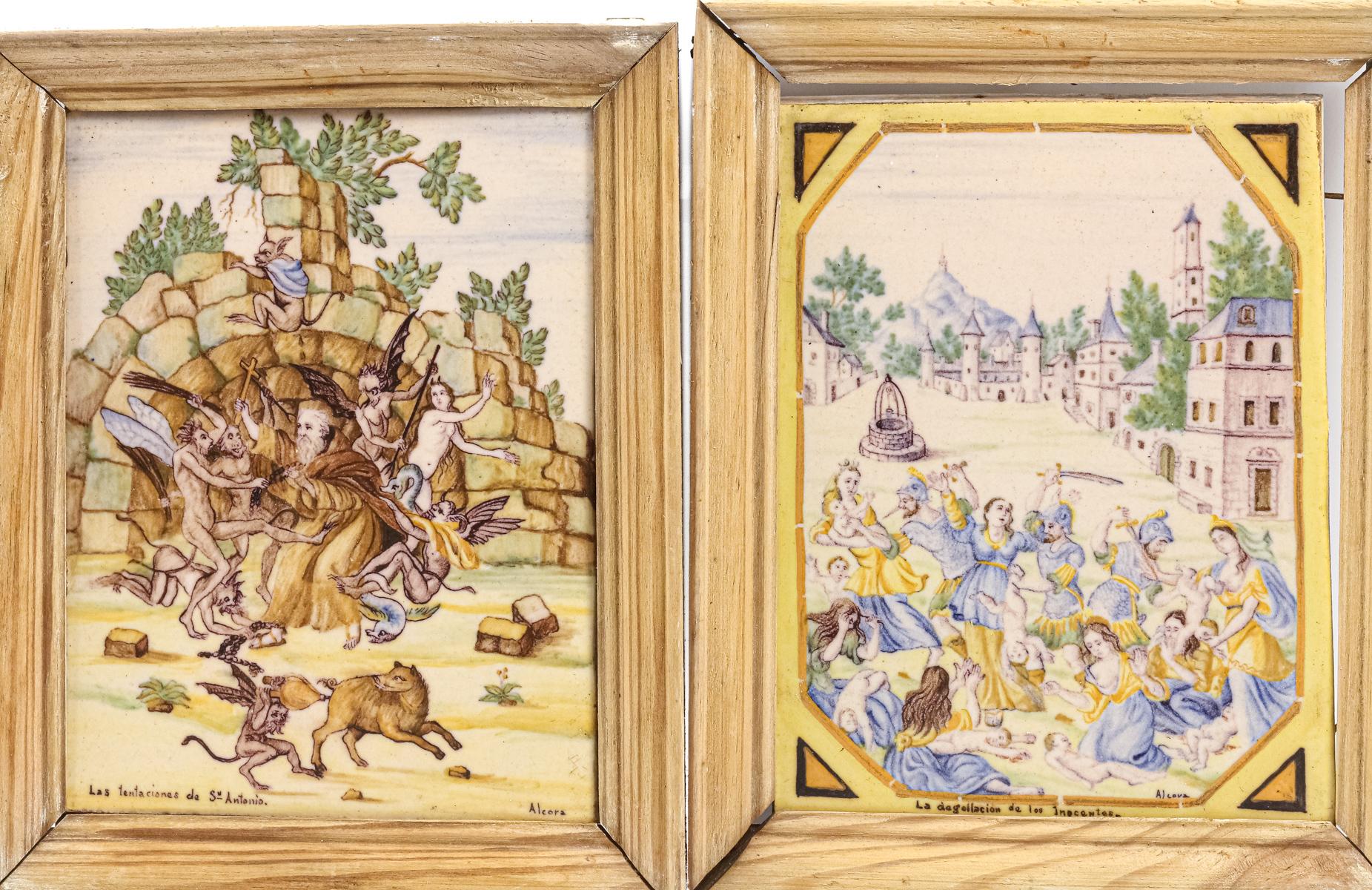 PAREJA DE AZULEJOS DE ALCORA DEL SIGLO XIX