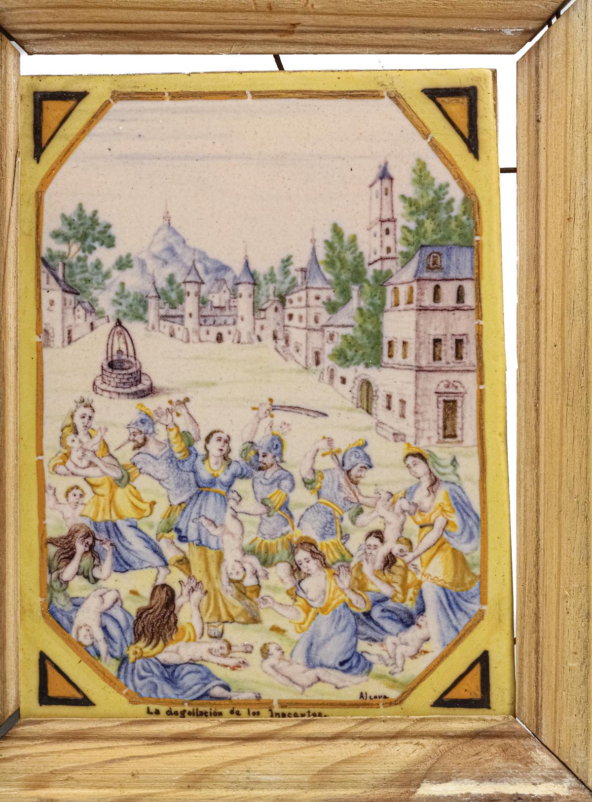 PAREJA DE AZULEJOS DE ALCORA DEL SIGLO XIX