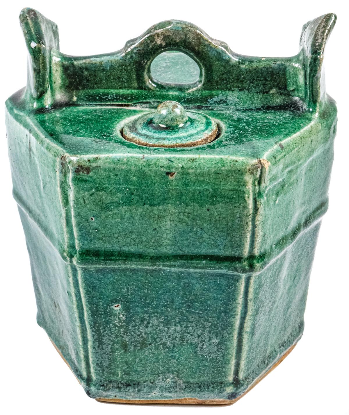 RECIPIENTE CHINO DE CERÁMICA ESMALTADA