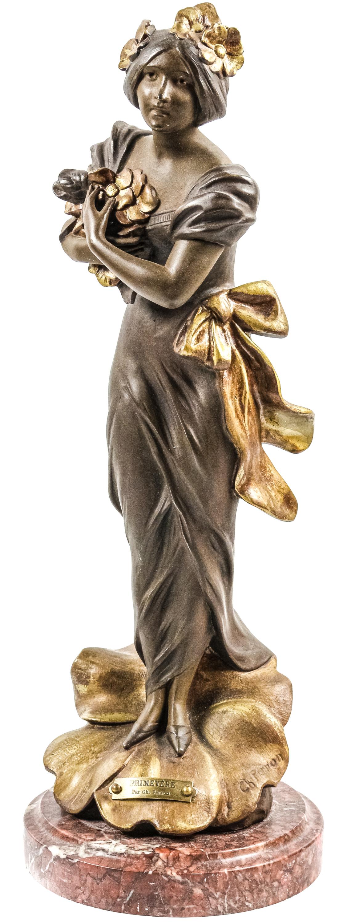 FIGURA ART NOUVEAU DE CALAMINA PATINADA