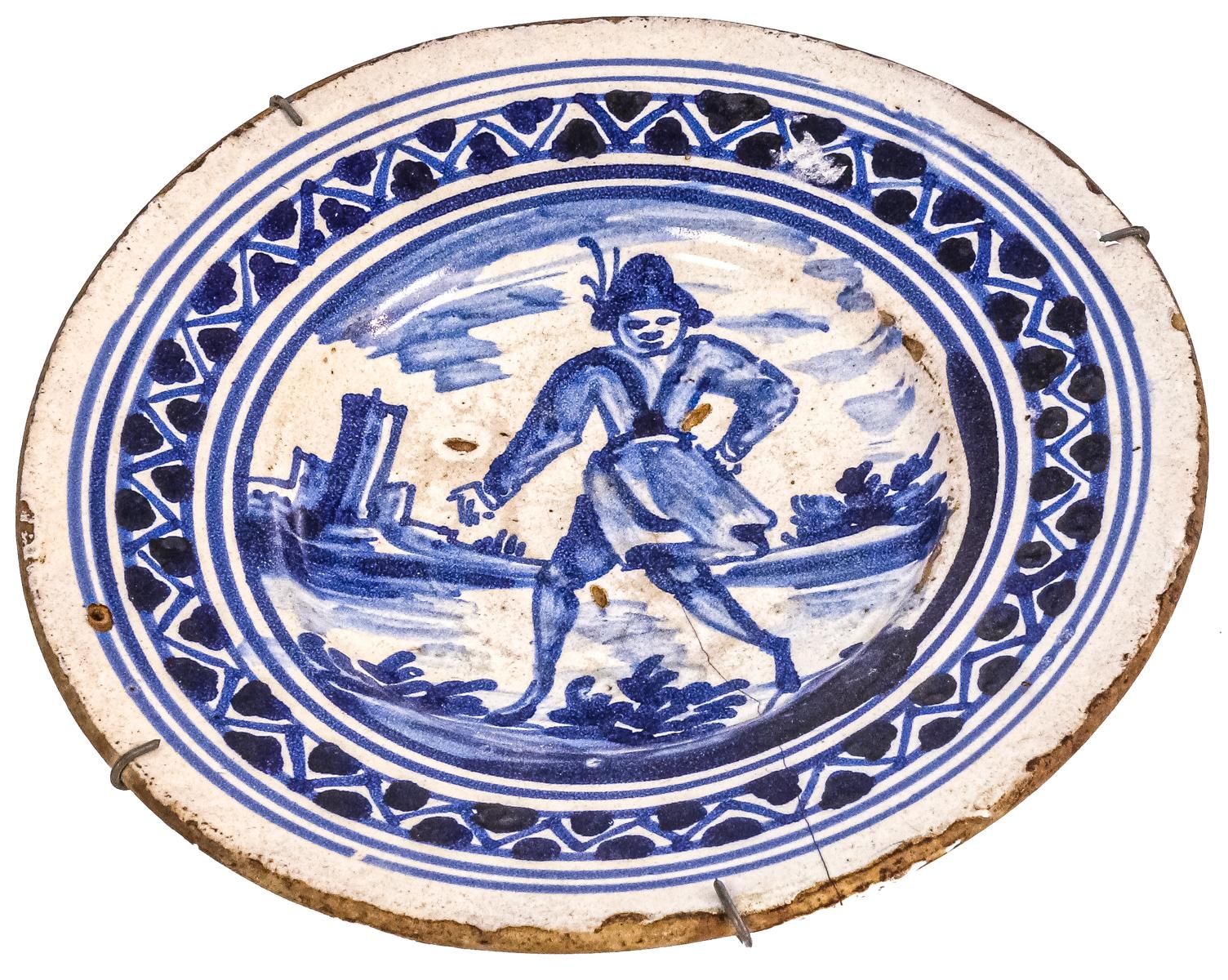 PLATO DE CERÁMICA CATALANA DEL SIGLO XVII-XVIII